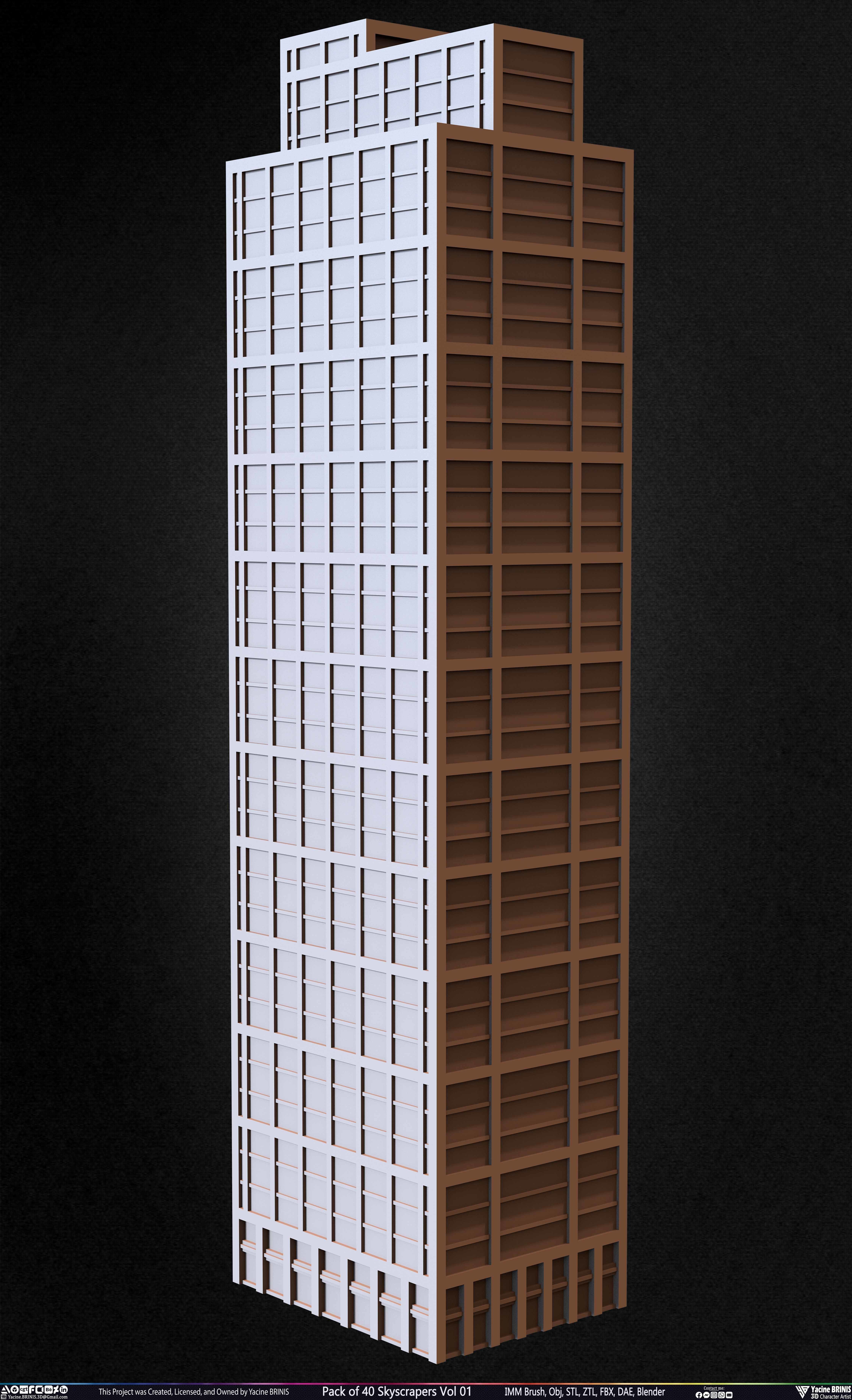 Pack of 40 Skyscrapers Vol 01 Low-poly 3D model_13