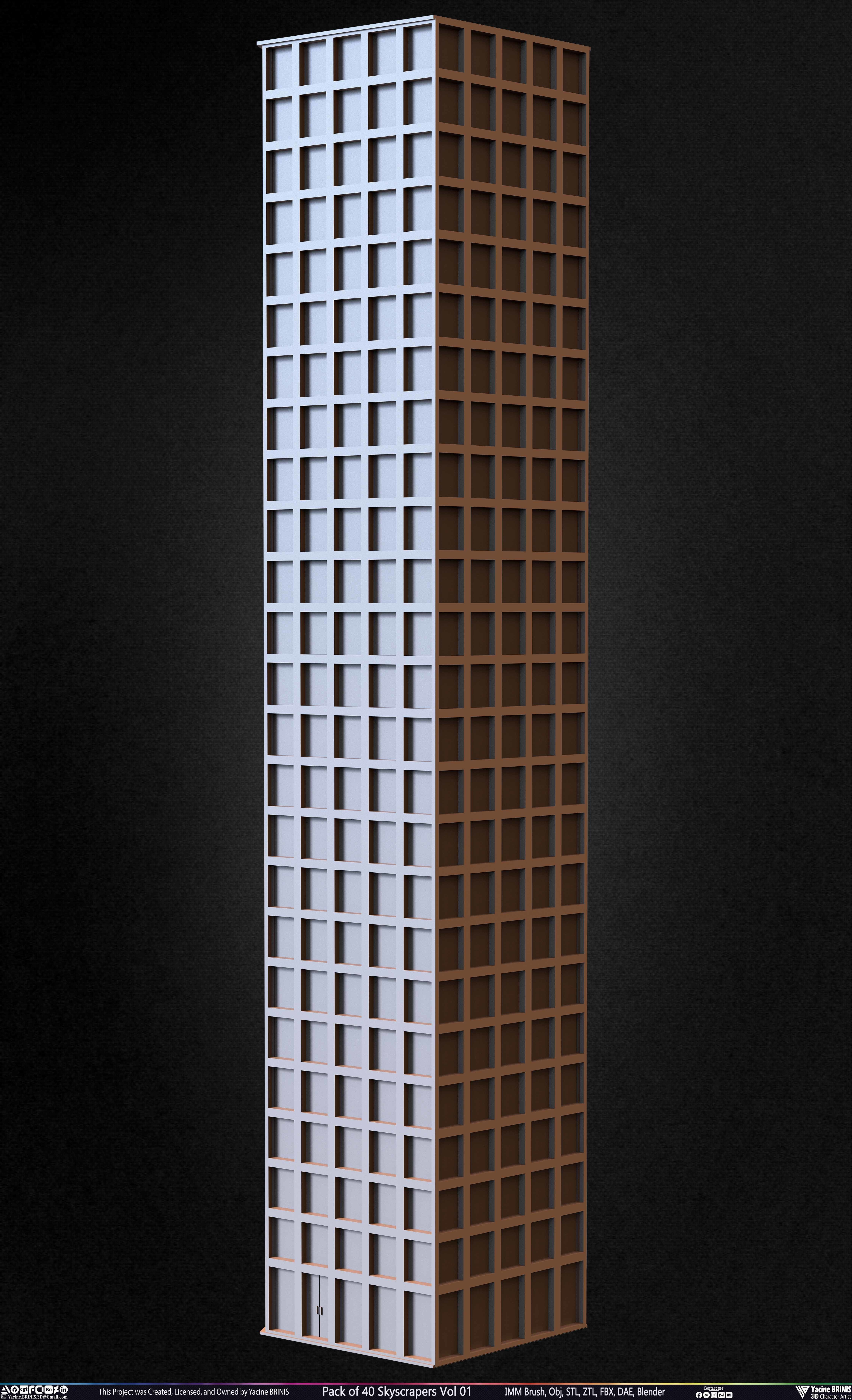 Pack of 40 Skyscrapers Vol 01 Low-poly 3D model_35