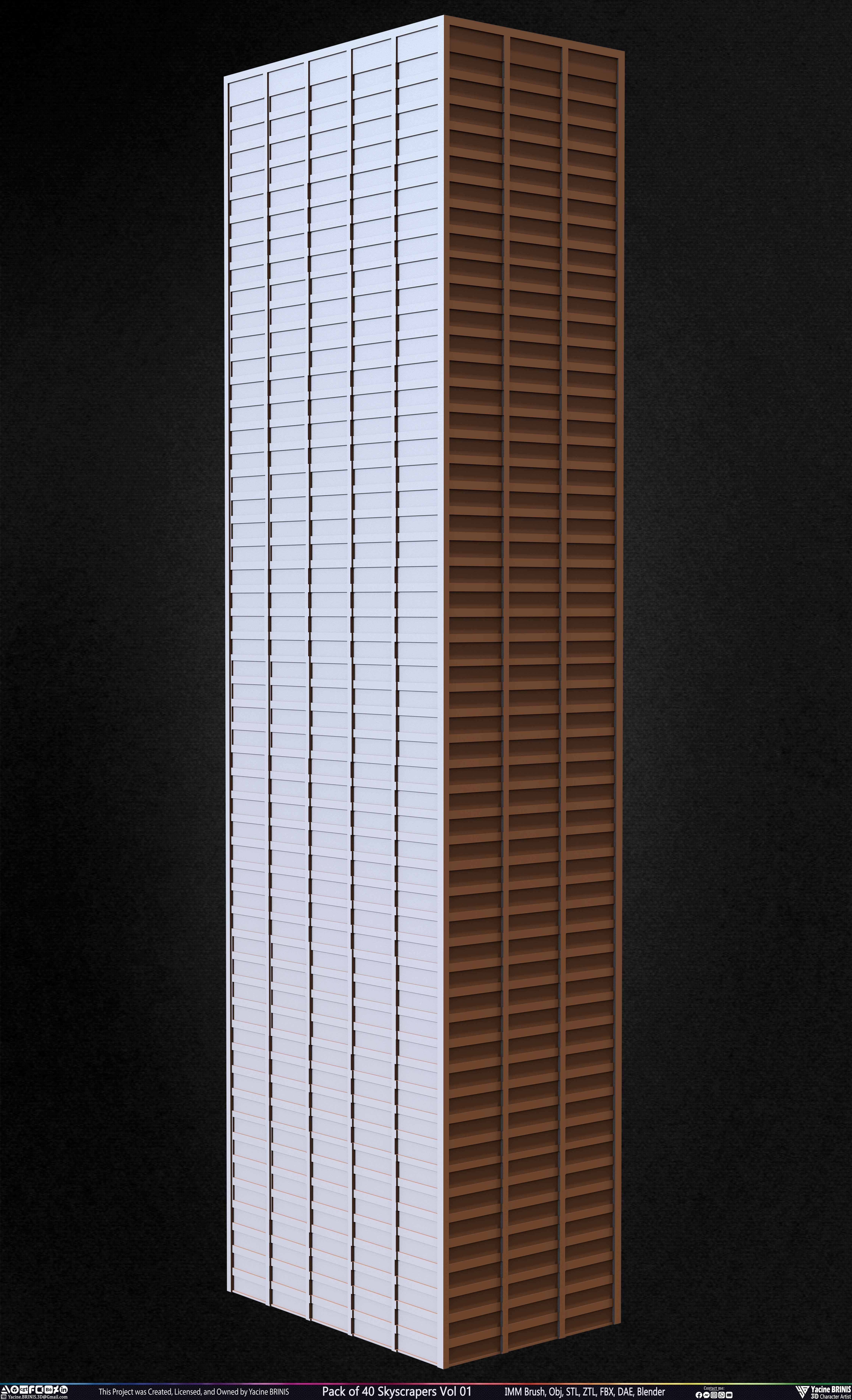 Pack of 40 Skyscrapers Vol 01 Low-poly 3D model_26