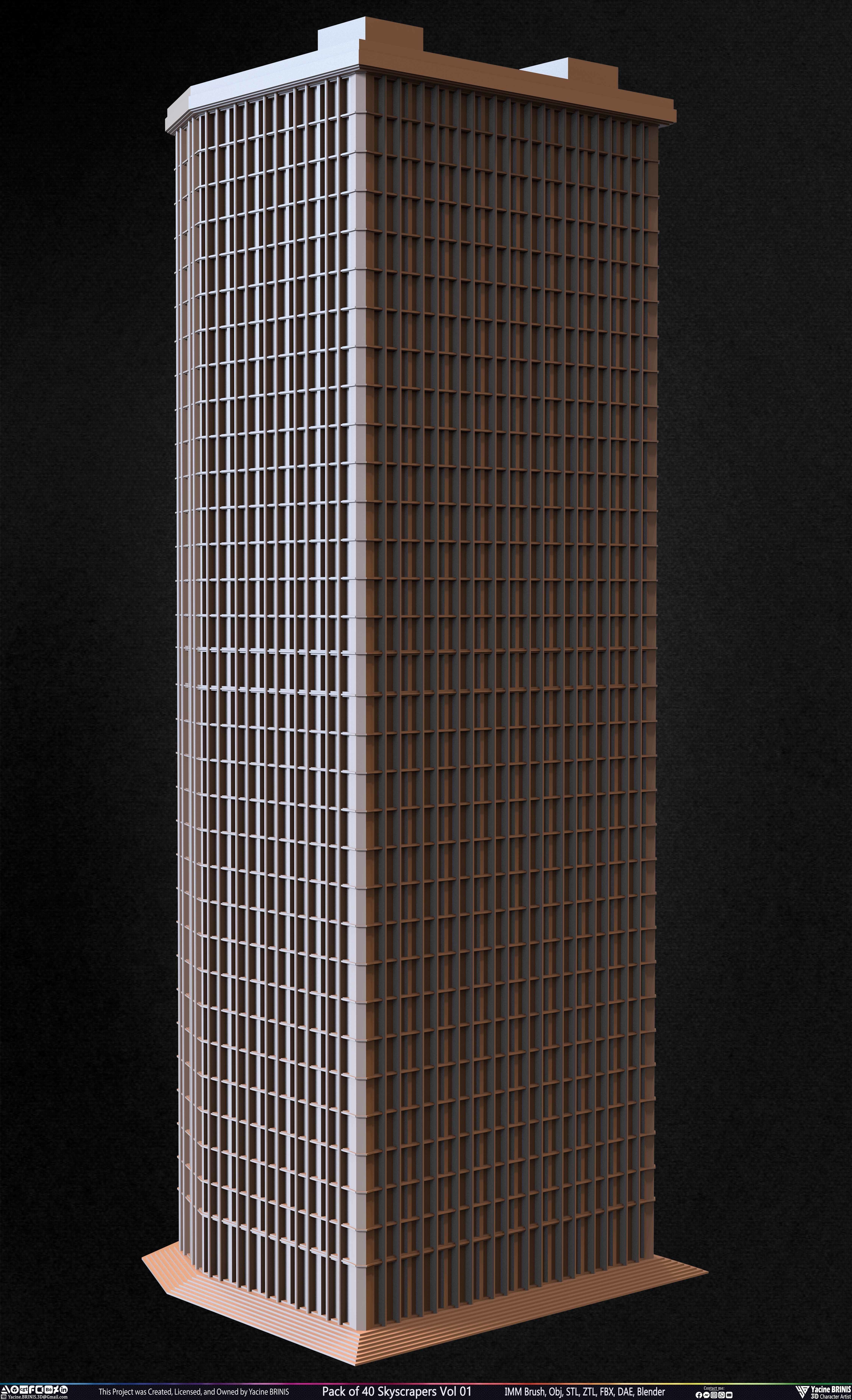 Pack of 40 Skyscrapers Vol 01 Low-poly 3D model_31