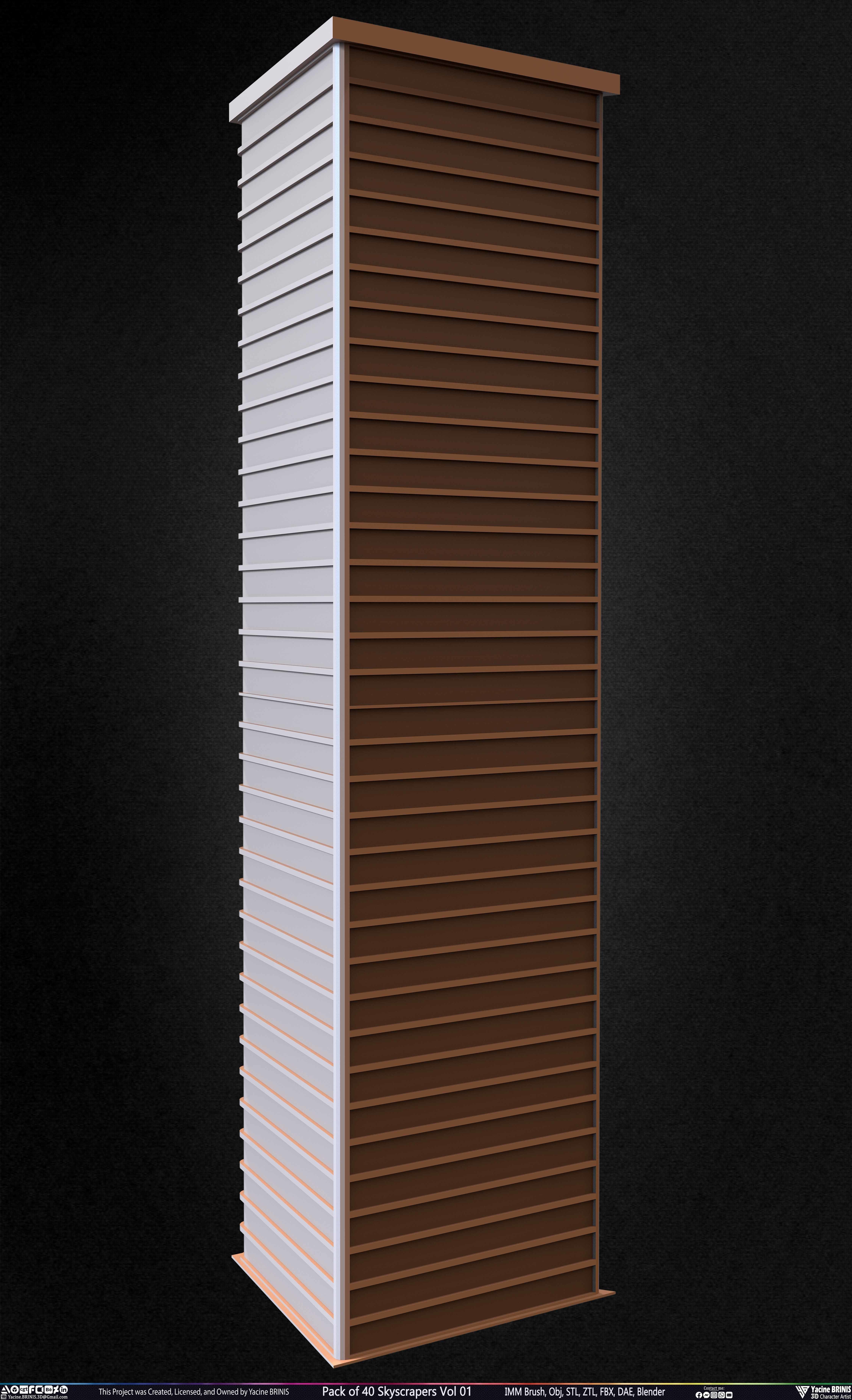 Pack of 40 Skyscrapers Vol 01 Low-poly 3D model_36