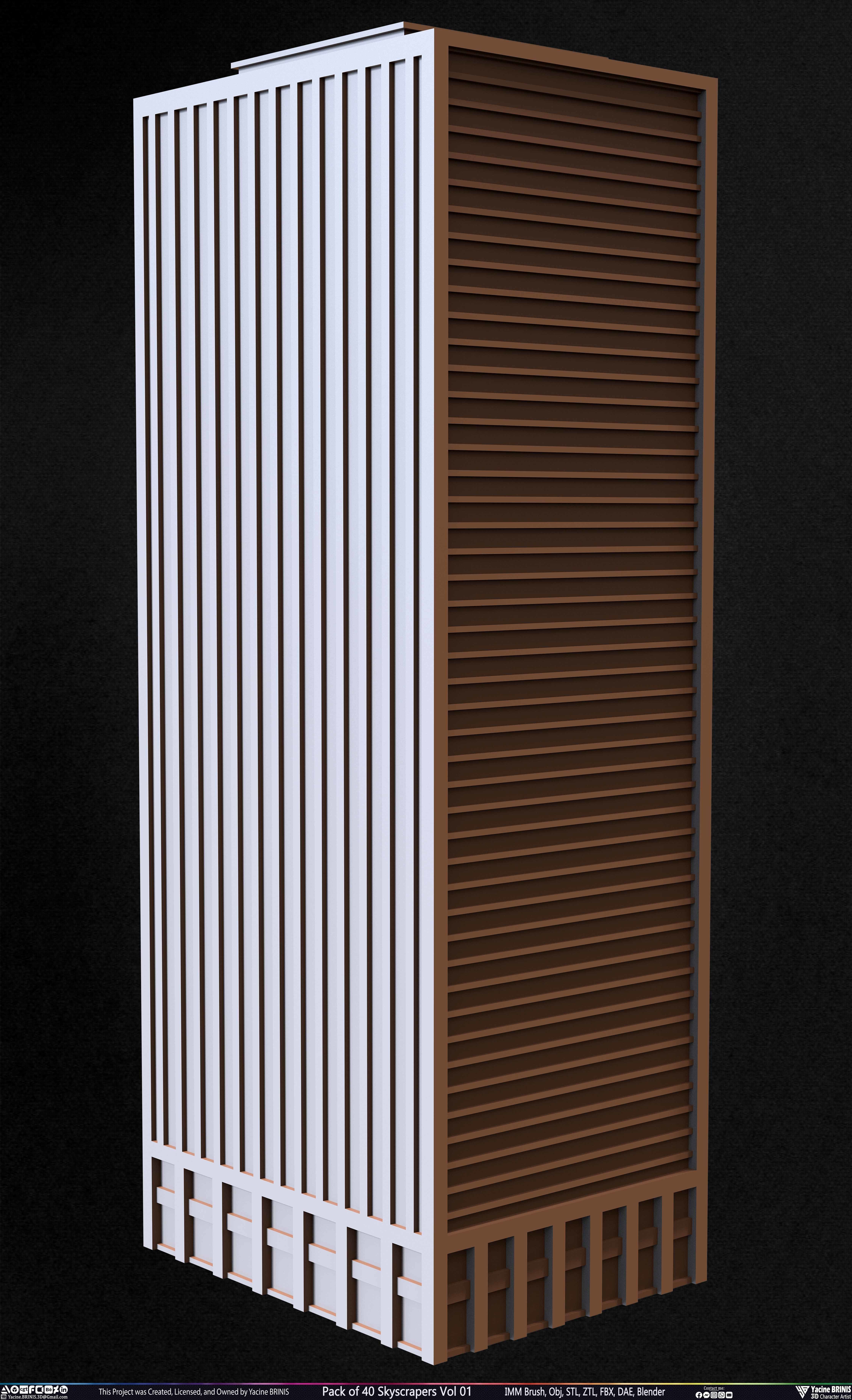 Pack of 40 Skyscrapers Vol 01 Low-poly 3D model_12