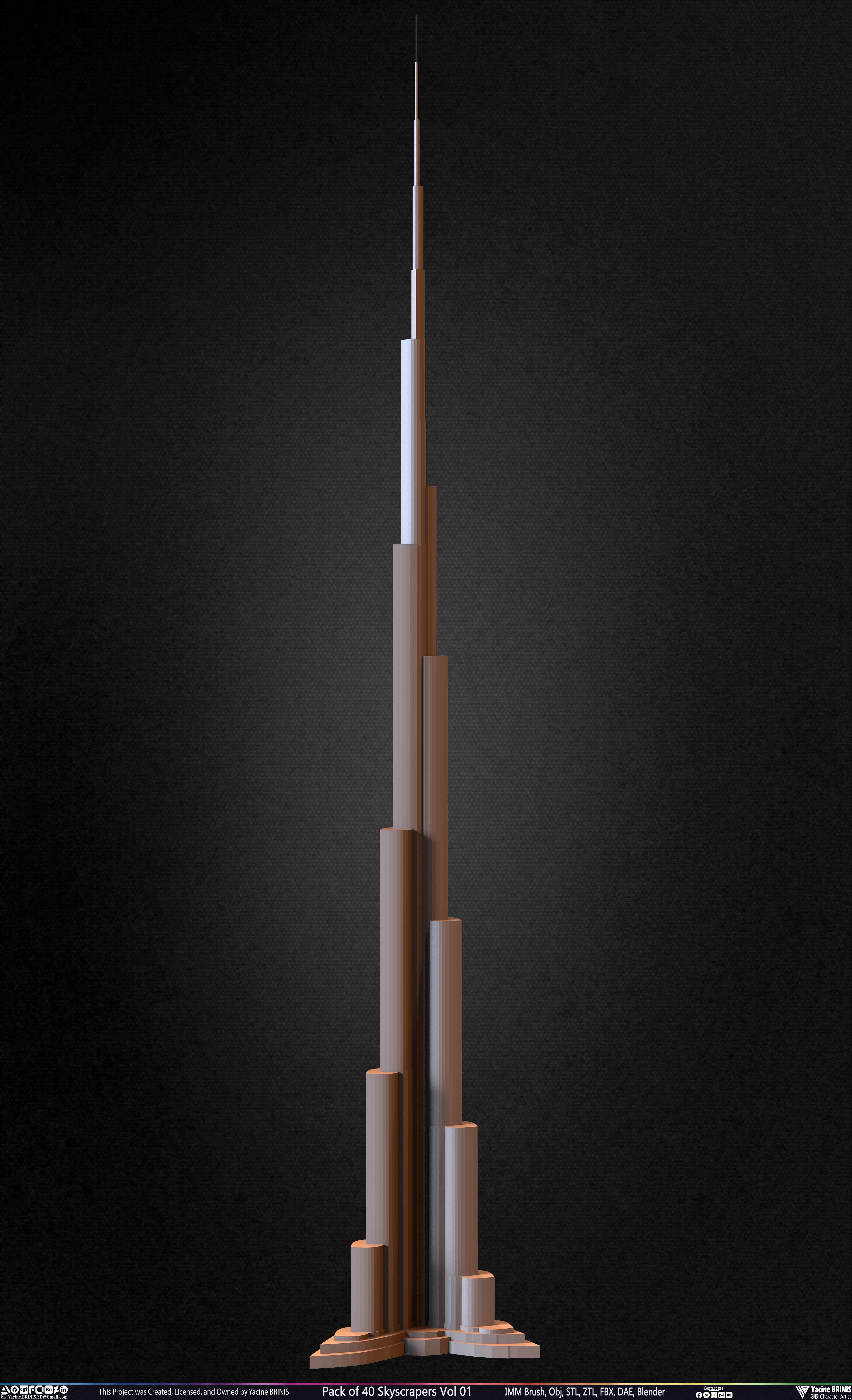 Pack of 40 Skyscrapers Vol 01 Low-poly 3D model_27