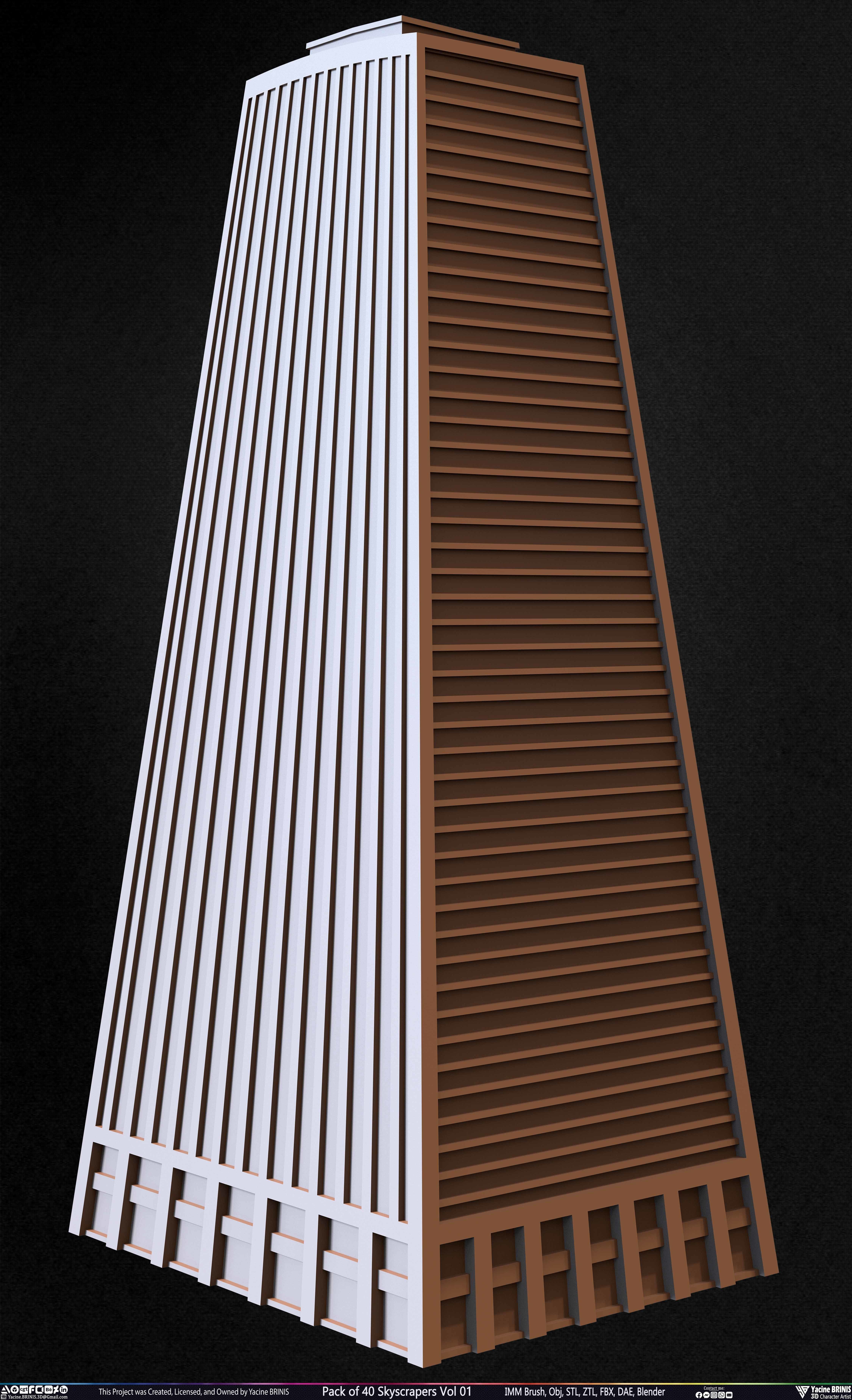 Pack of 40 Skyscrapers Vol 01 Low-poly 3D model_40