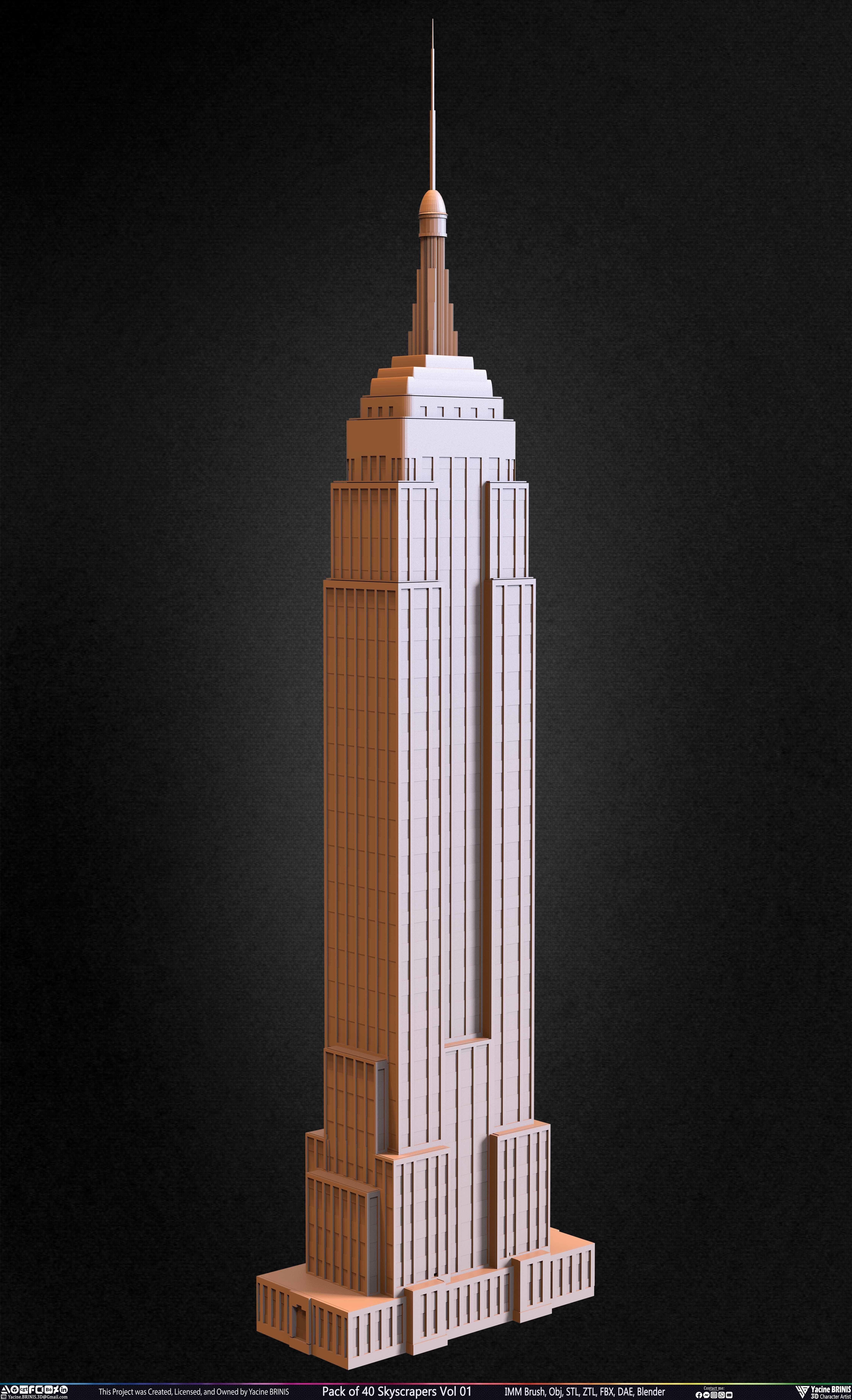 Pack of 40 Skyscrapers Vol 01 Low-poly 3D model_19