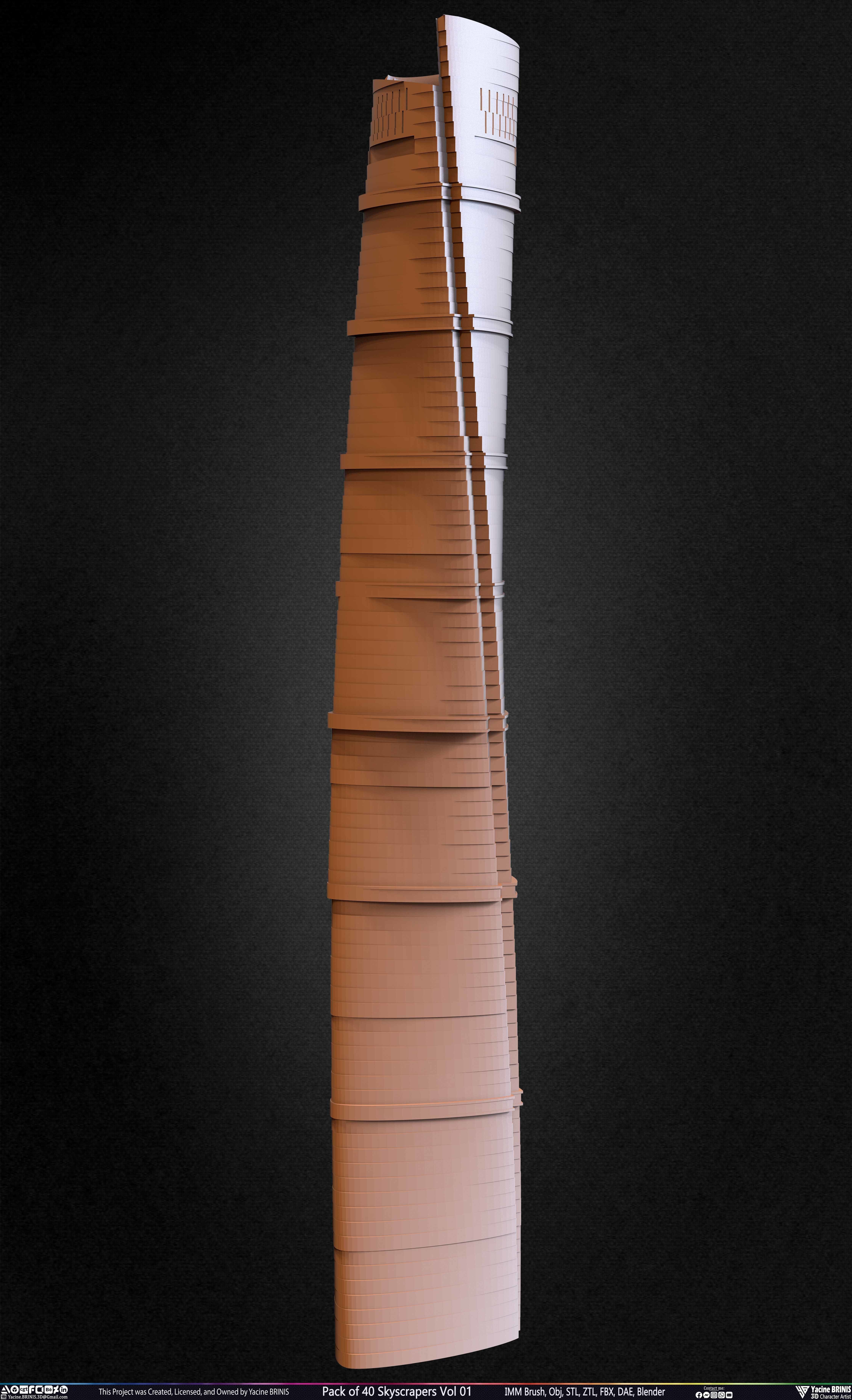 Pack of 40 Skyscrapers Vol 01 Low-poly 3D model_20