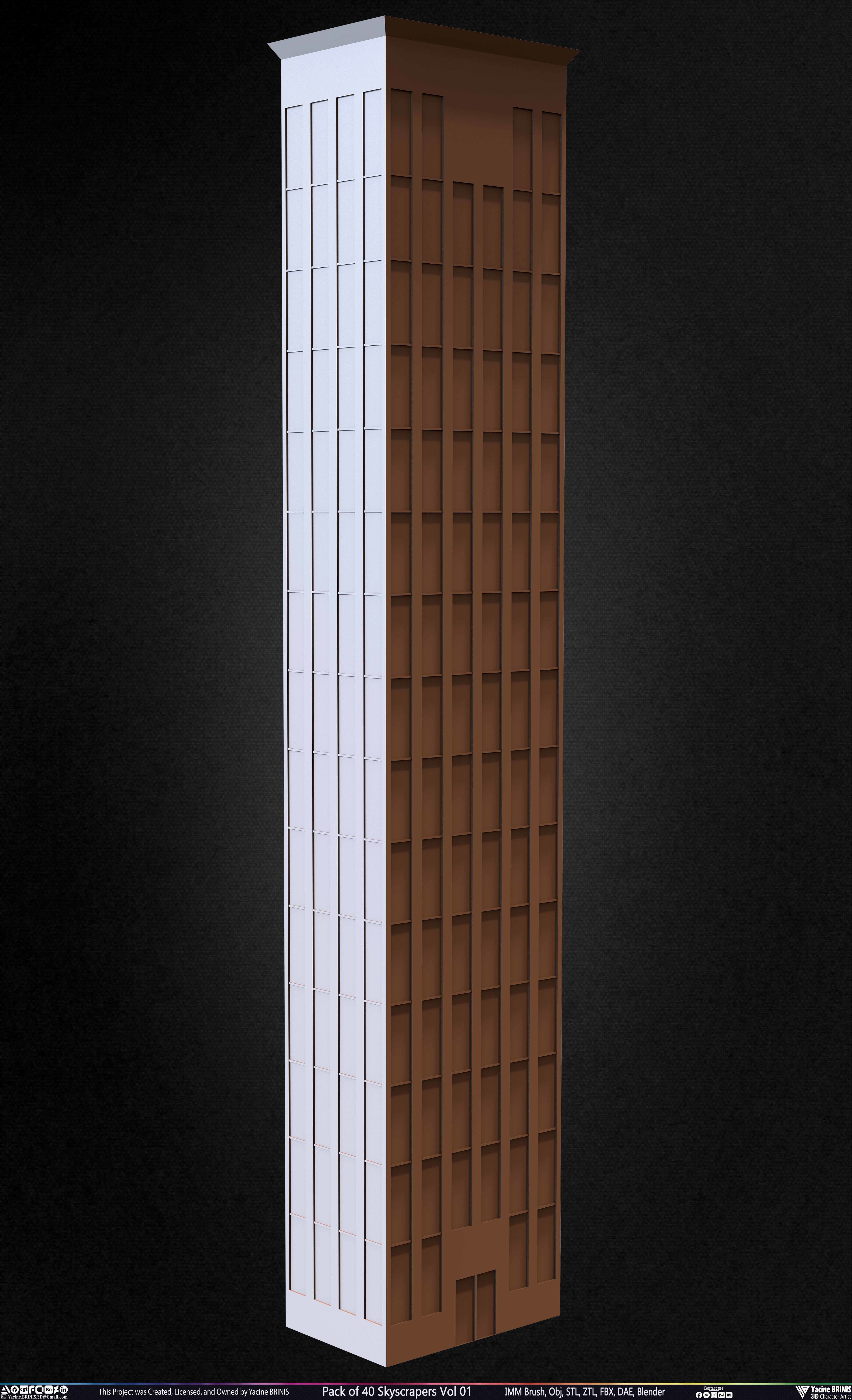 Pack of 40 Skyscrapers Vol 01 Low-poly 3D model_6