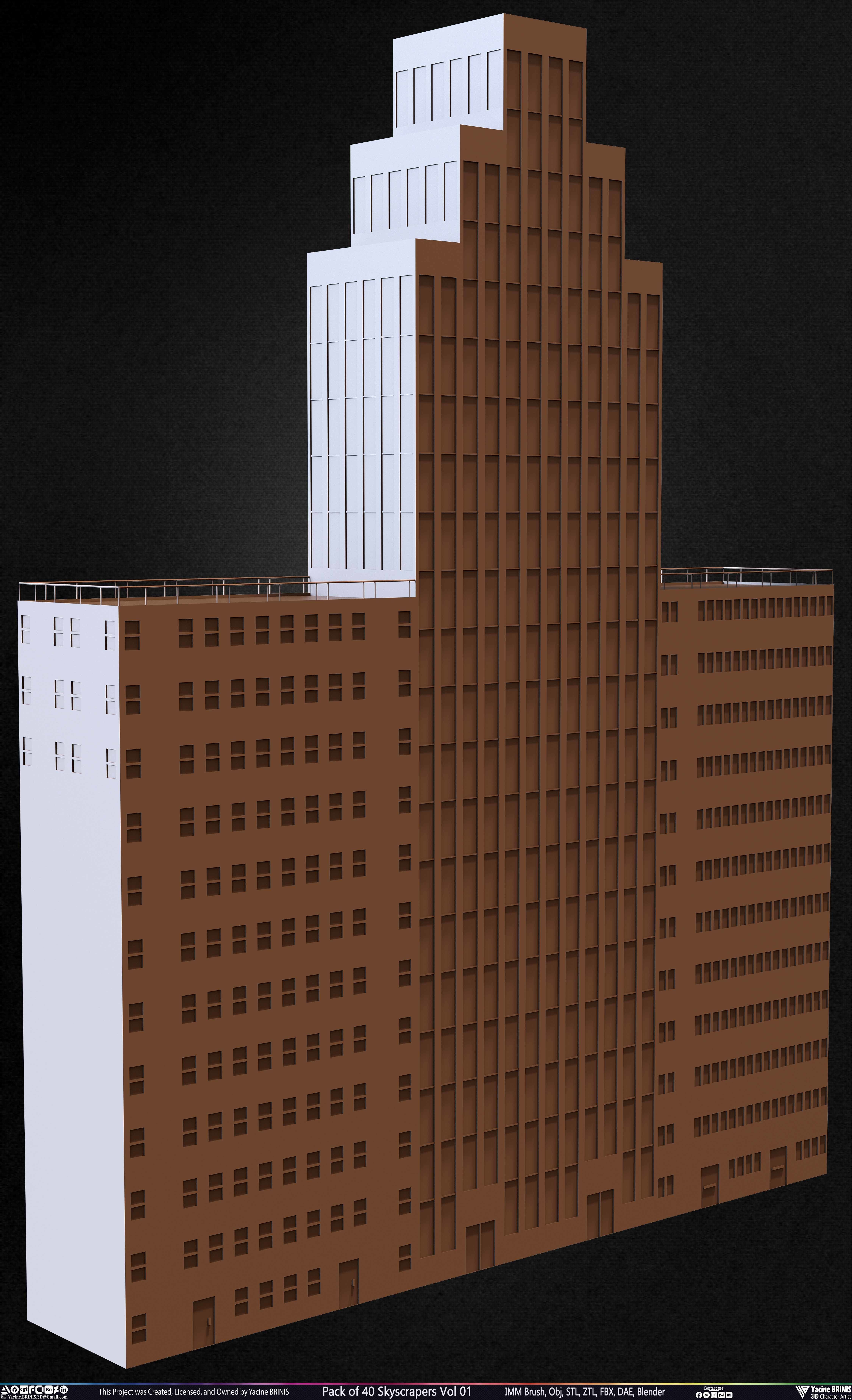 Pack of 40 Skyscrapers Vol 01 Low-poly 3D model_2