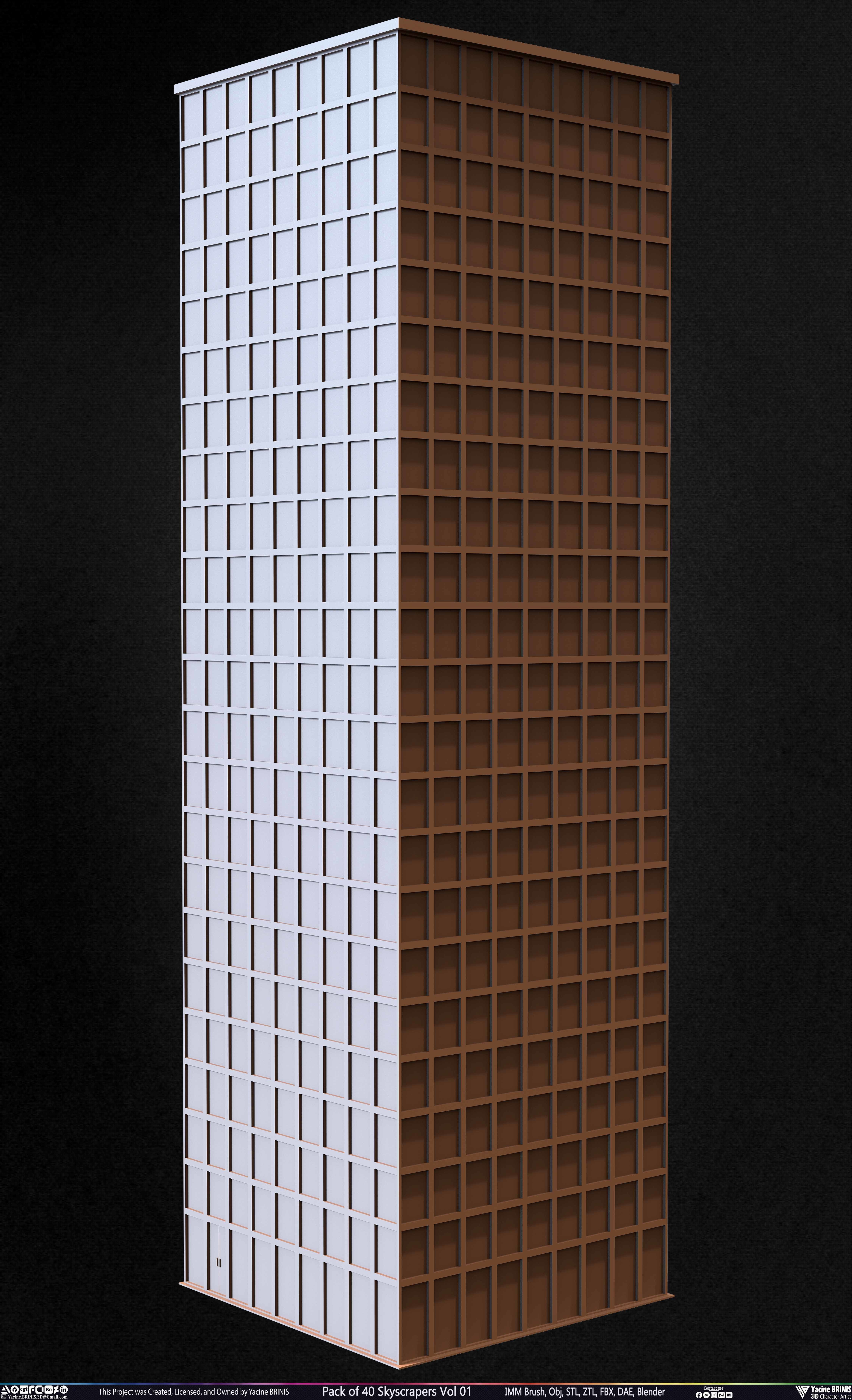 Pack of 40 Skyscrapers Vol 01 Low-poly 3D model_37