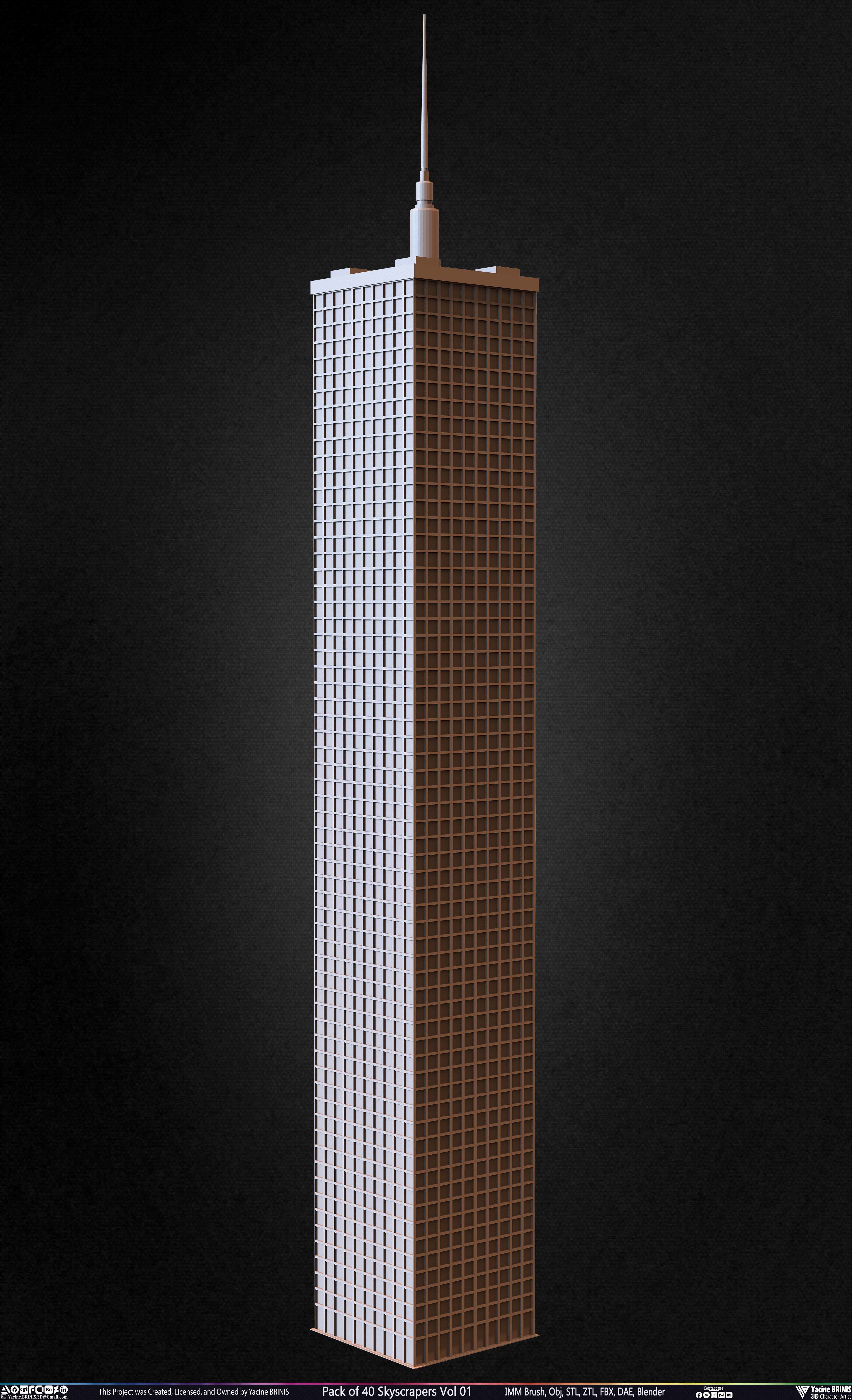 Pack of 40 Skyscrapers Vol 01 Low-poly 3D model_34