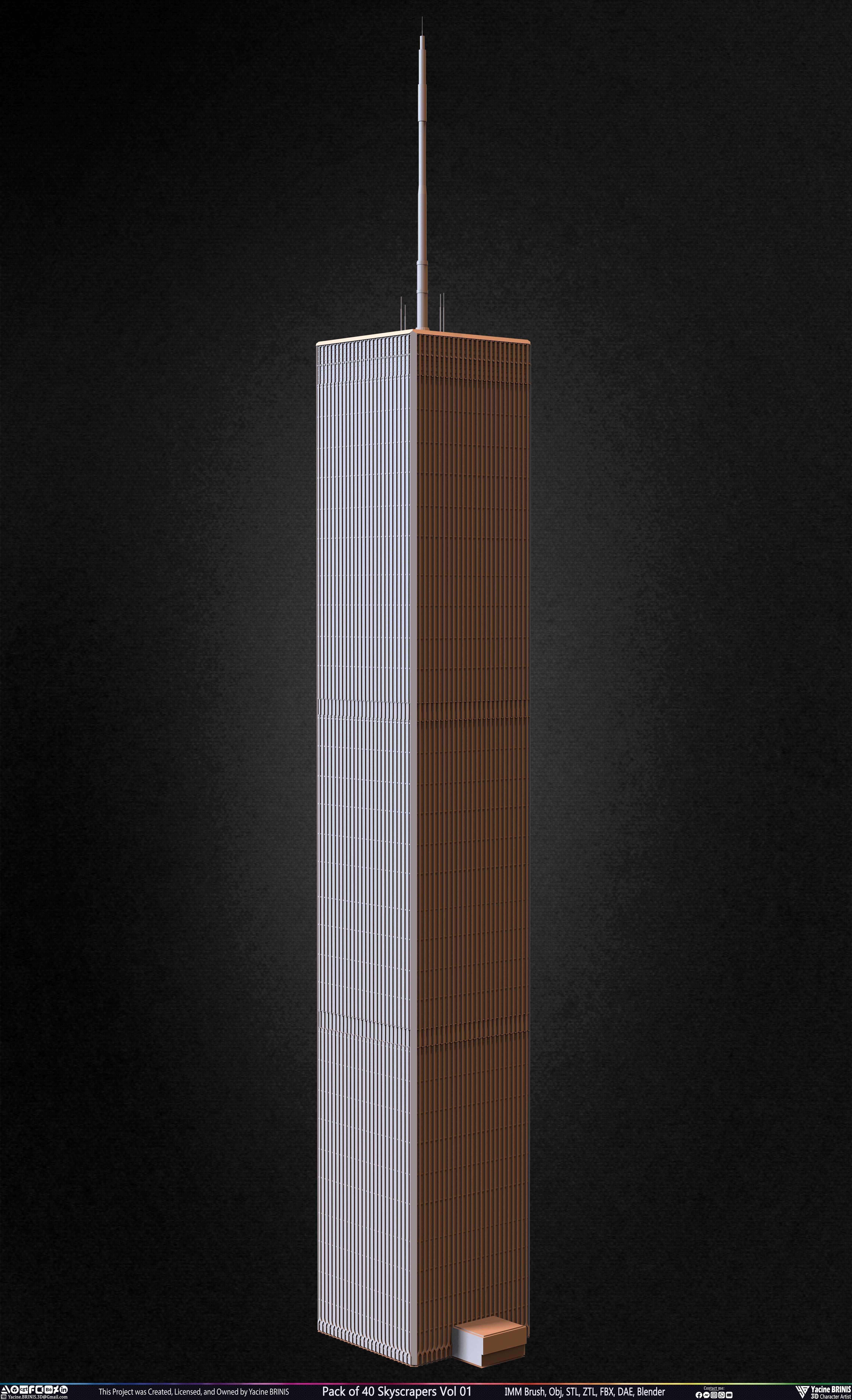 Pack of 40 Skyscrapers Vol 01 Low-poly 3D model_24