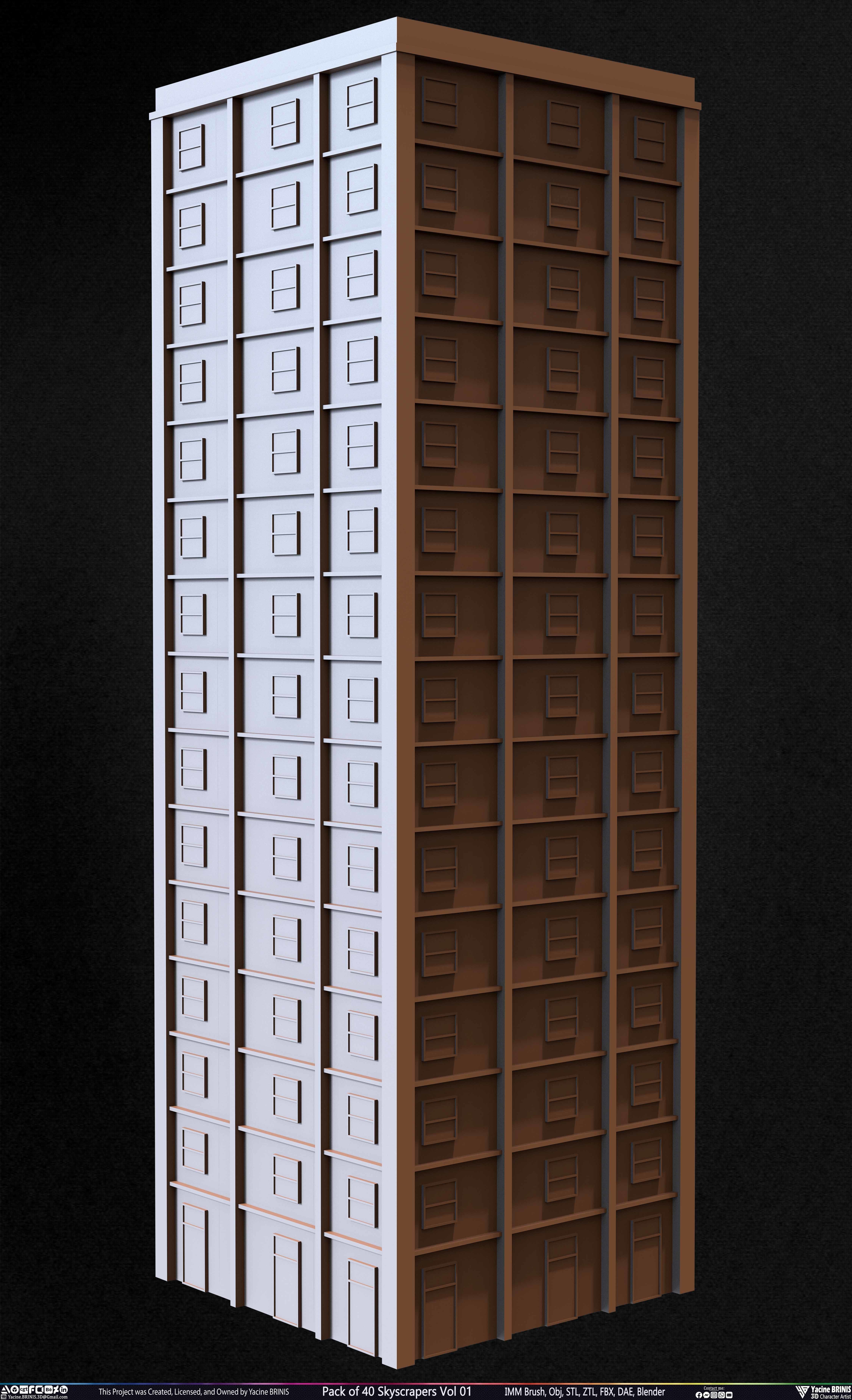 Pack of 40 Skyscrapers Vol 01 Low-poly 3D model_28