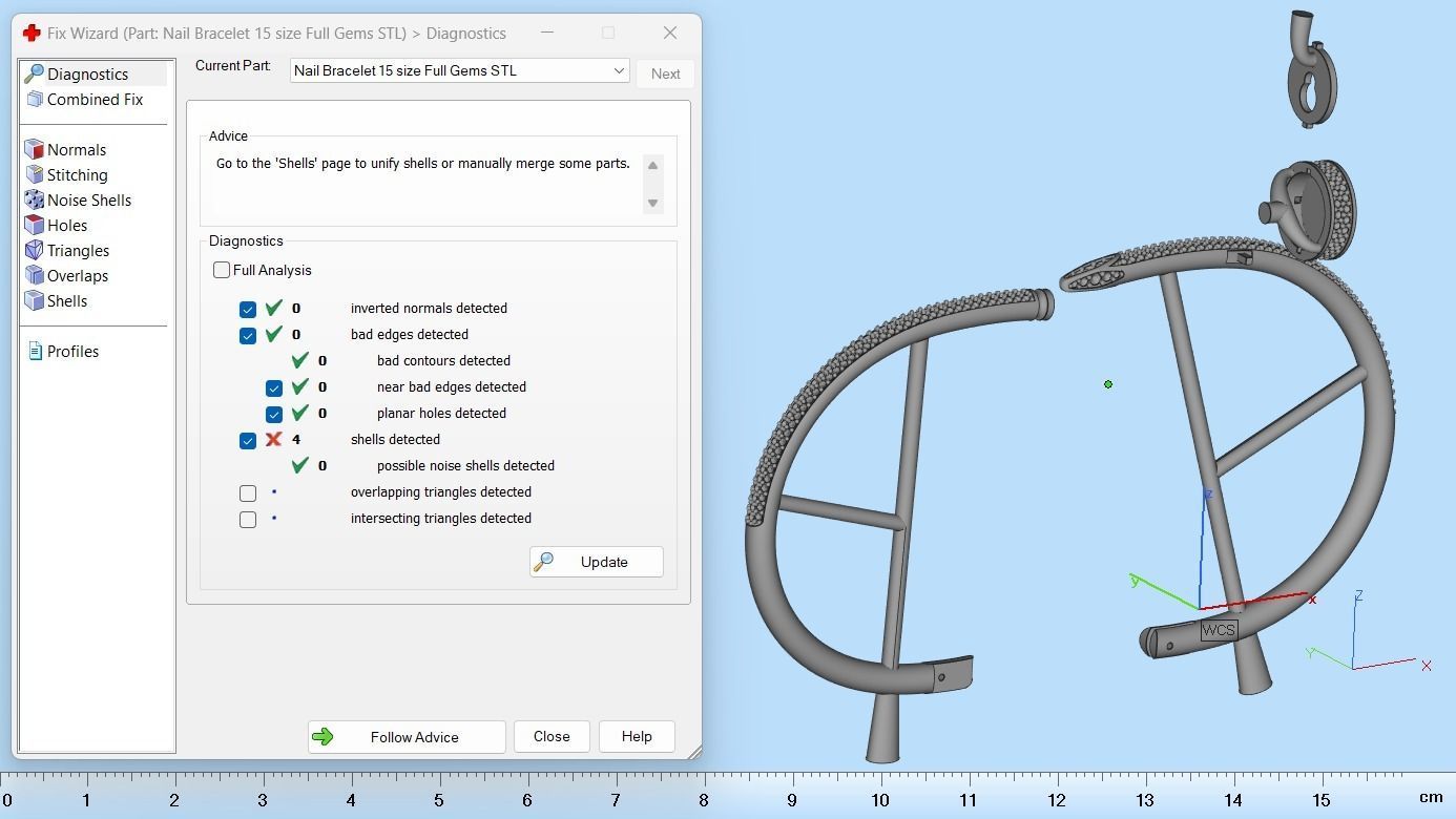 Juste un clou Bracelet 15 Size Full Diamonds N204 3D print model_10