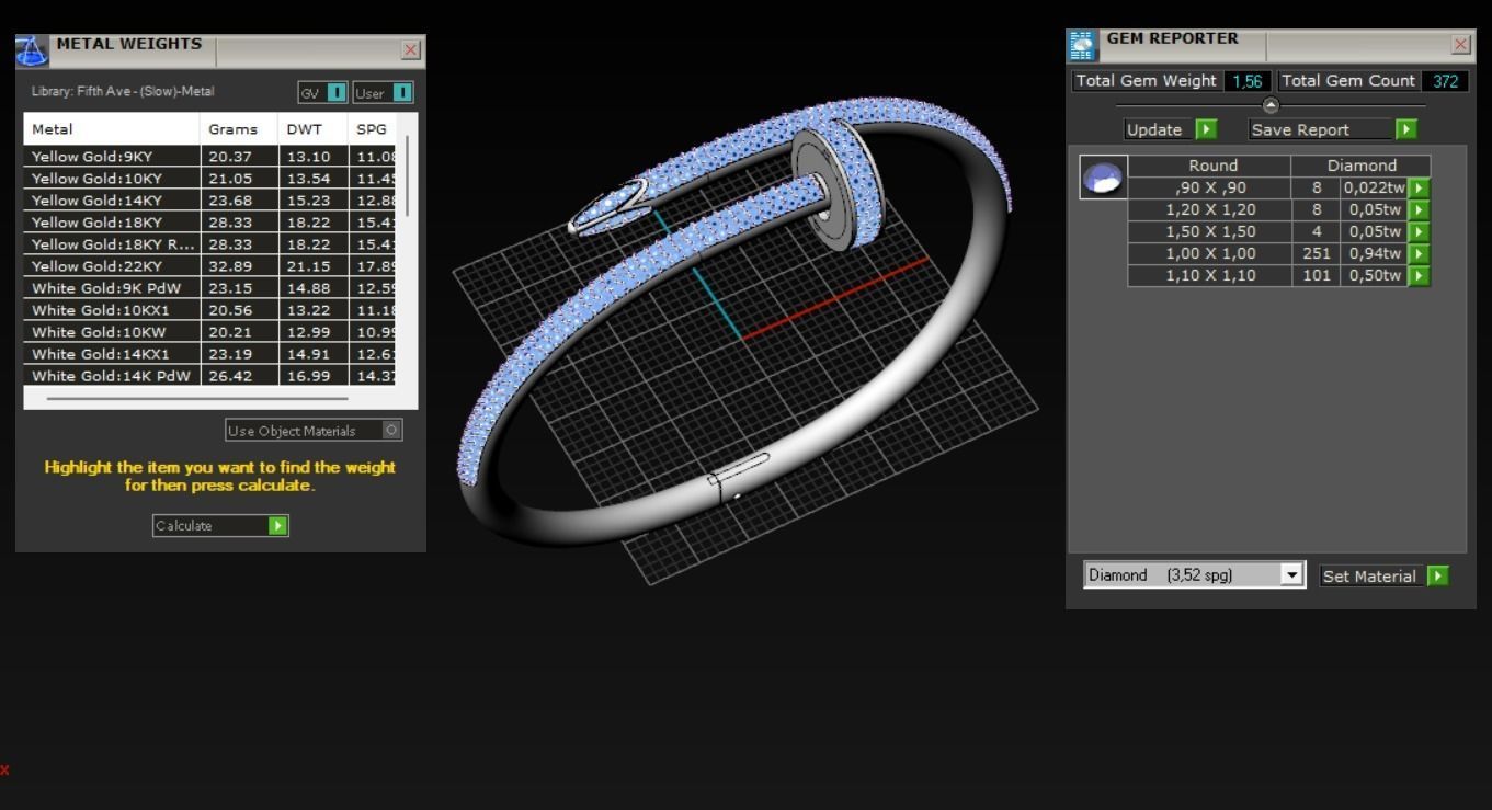 Juste un clou Bracelet 15 Size Full Diamonds N204 3D print model_9