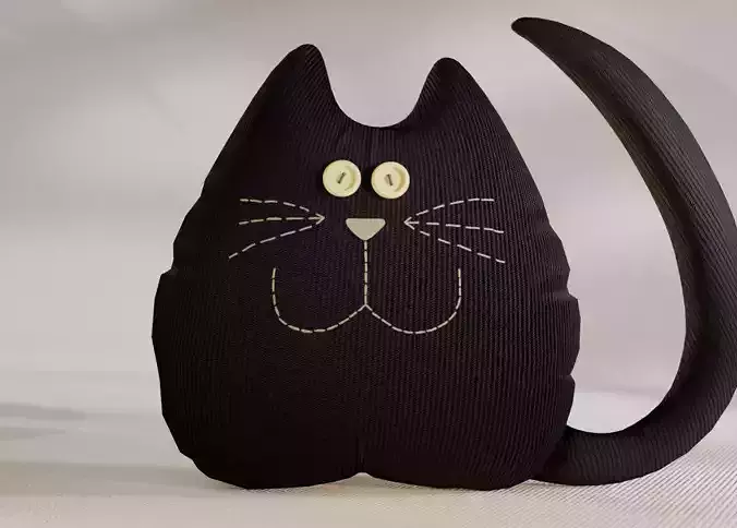 Soft black pillow cat toy made of fabric