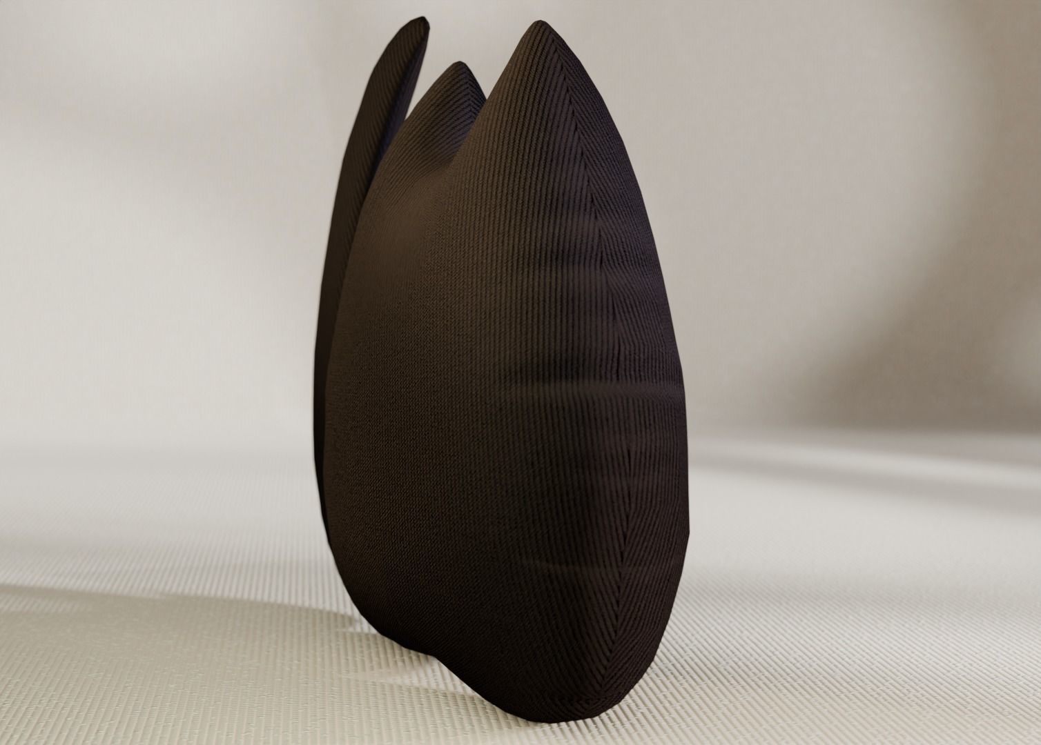 Soft black pillow cat toy made of fabric 3D model_1