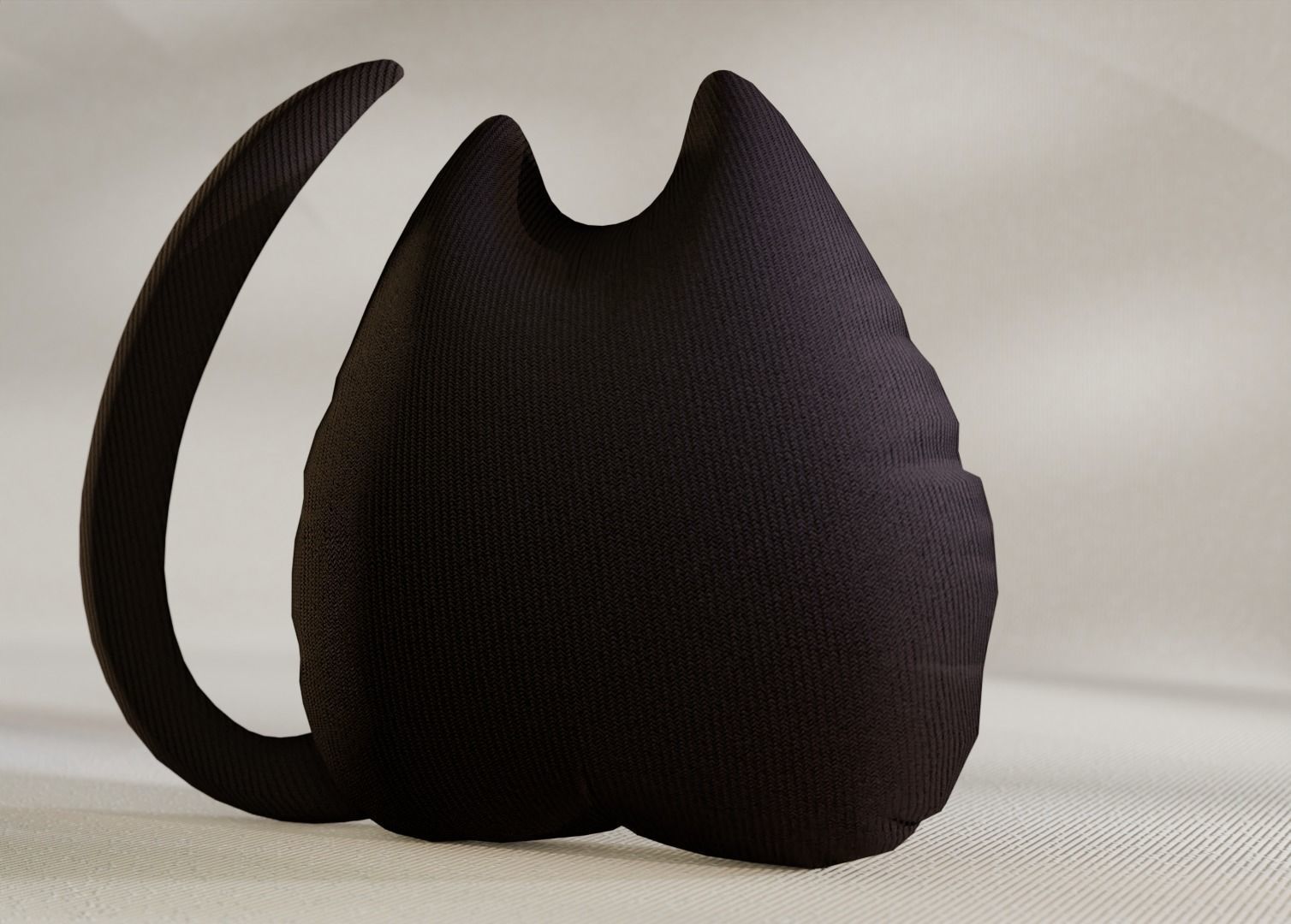 Soft black pillow cat toy made of fabric 3D model_2