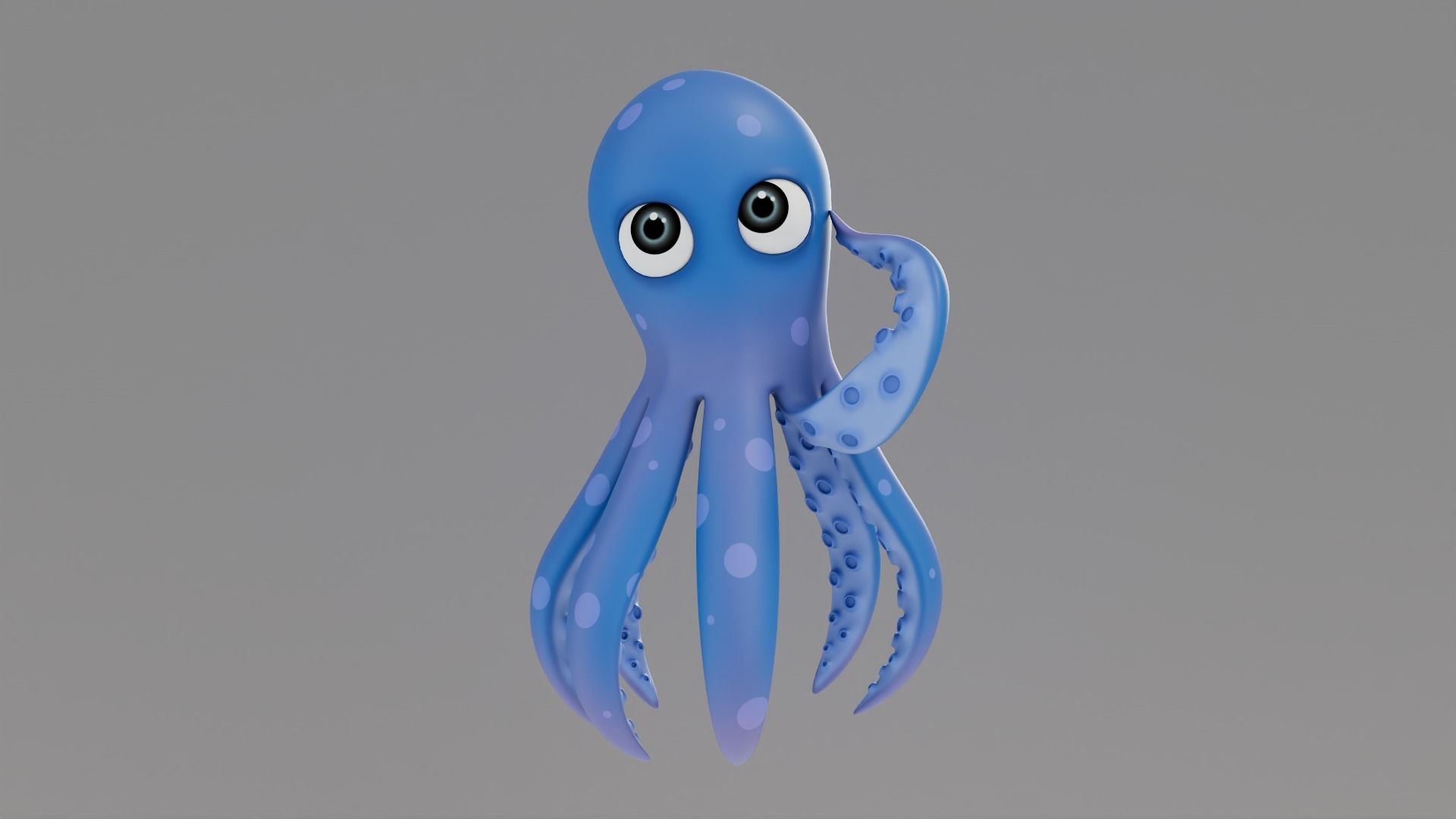 Rigged Cartoon Octopus 3D model_2