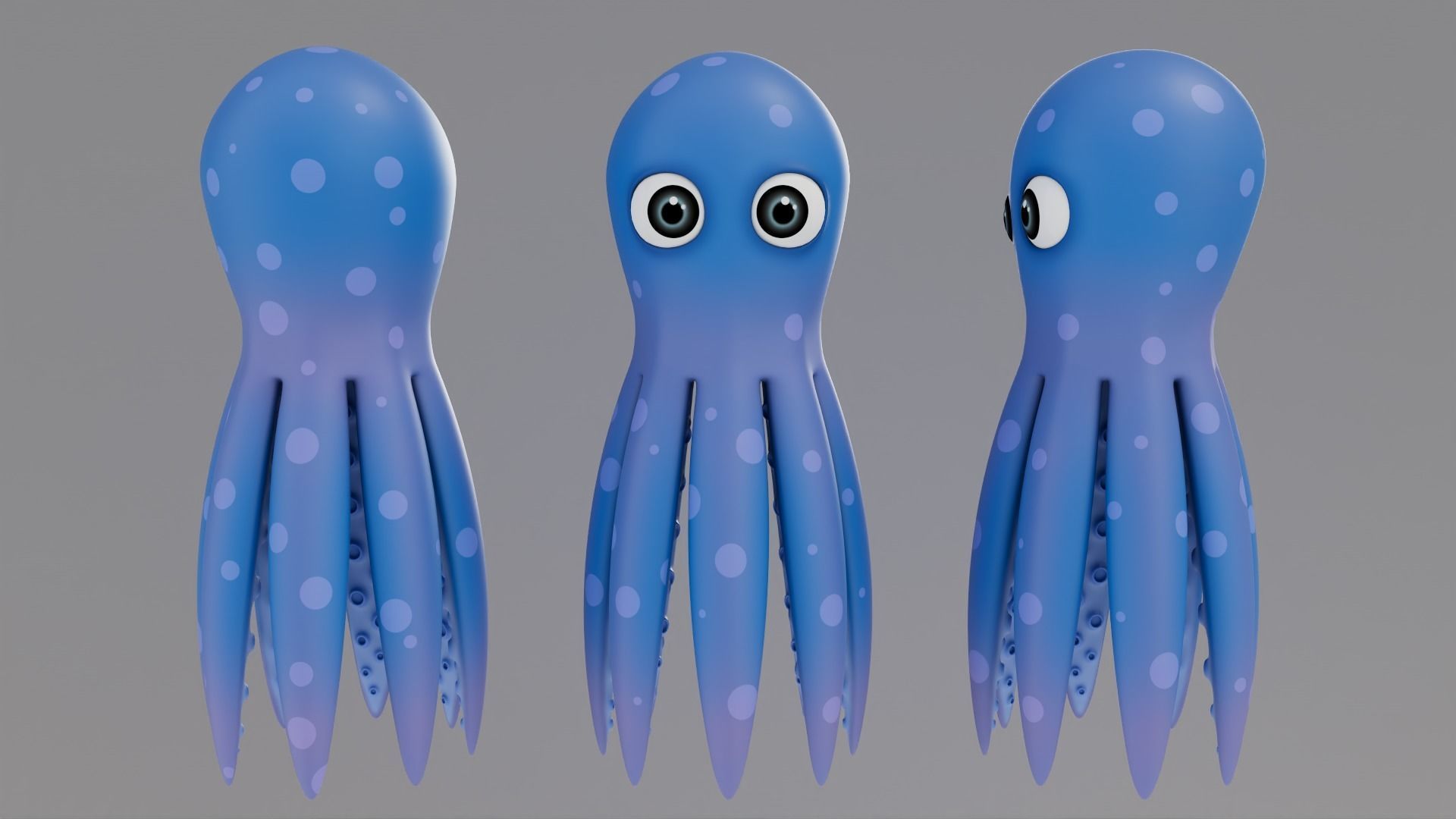 Rigged Cartoon Octopus 3D model_5