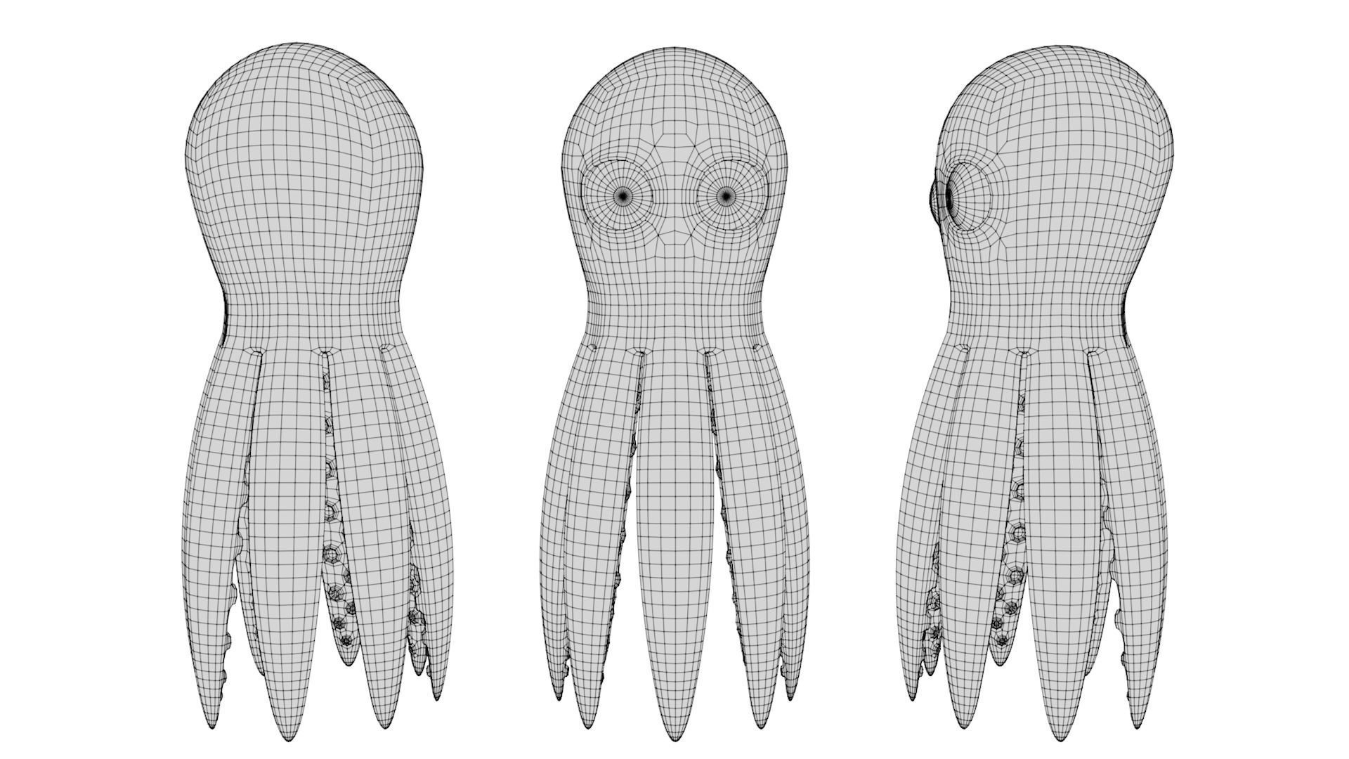 Rigged Cartoon Octopus 3D model_6