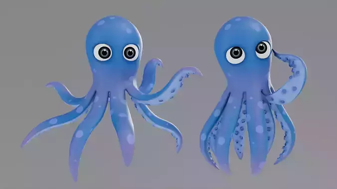 Rigged Cartoon Octopus