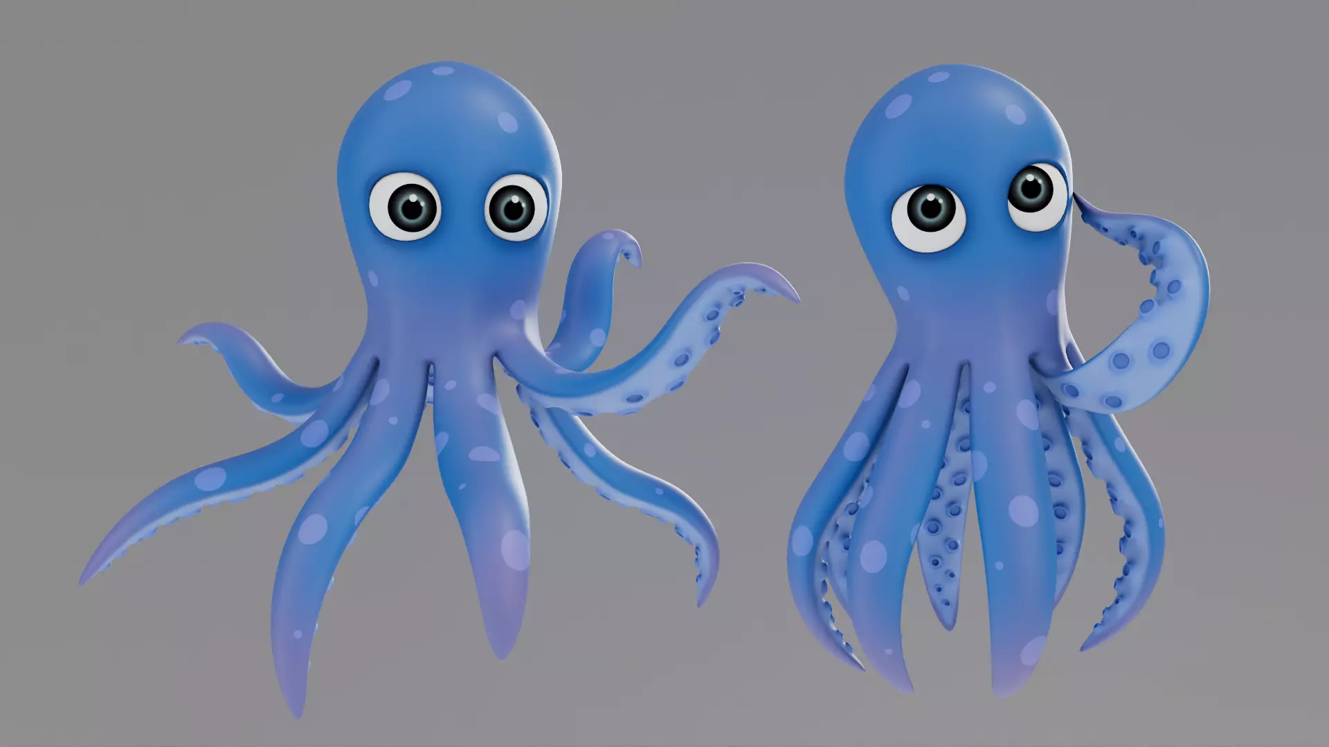 Rigged Cartoon Octopus 3D model_0