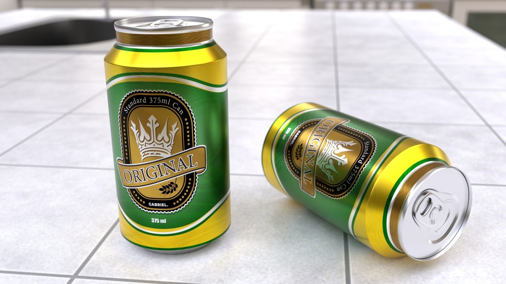 375 ml Standard Beverage Can - Matte and Glossy materials Low-poly 3D model_4