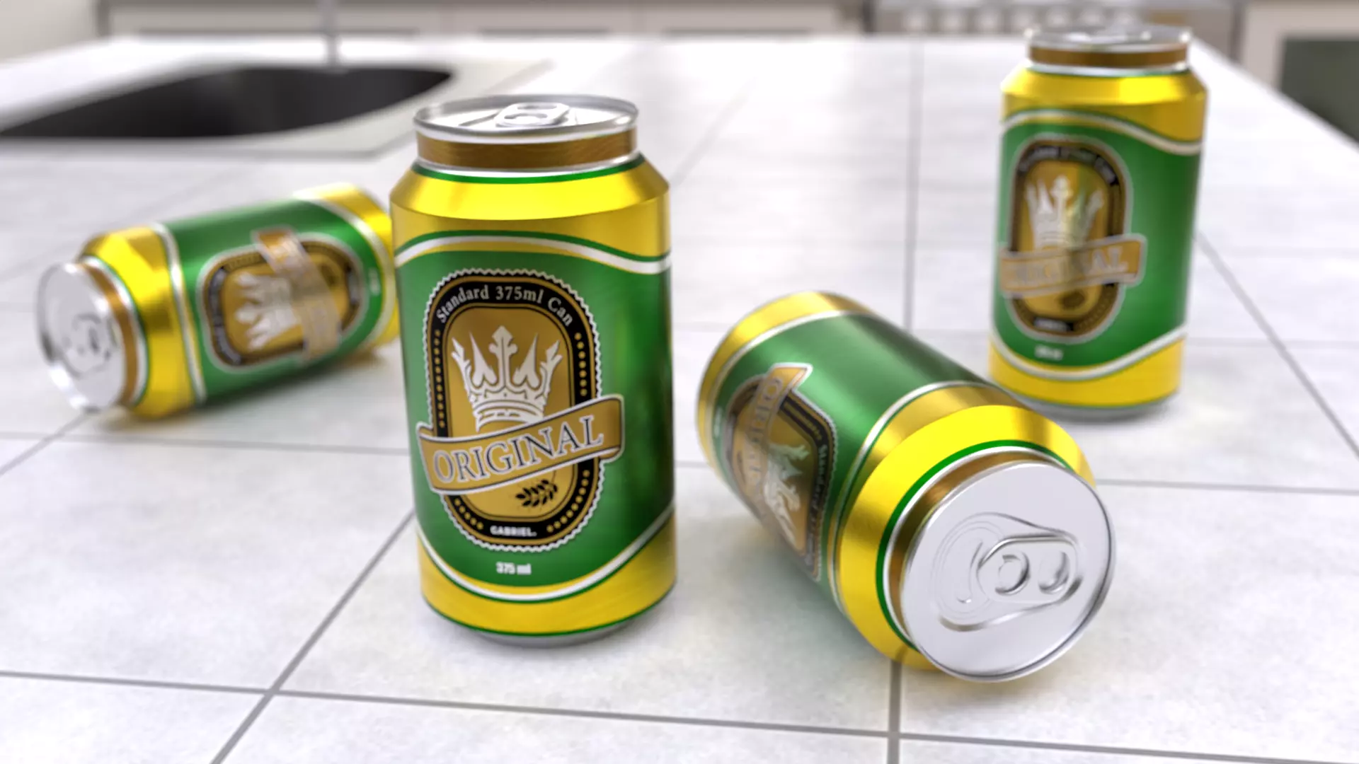 375 ml Standard Beverage Can - Matte and Glossy materials Low-poly 3D model_0