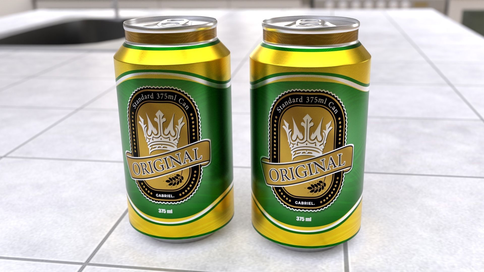 375 ml Standard Beverage Can - Matte and Glossy materials Low-poly 3D model_8