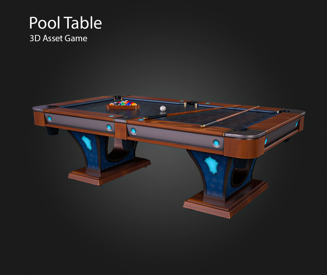 Pool Table Low-poly 3D model_5