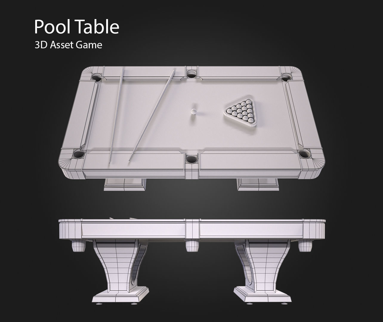 Pool Table Low-poly 3D model_11