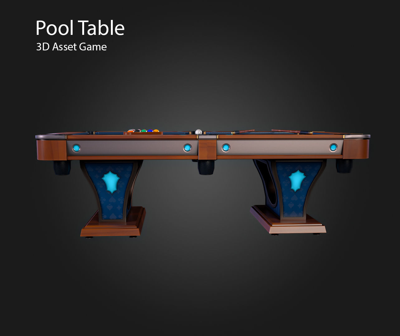 Pool Table Low-poly 3D model_3