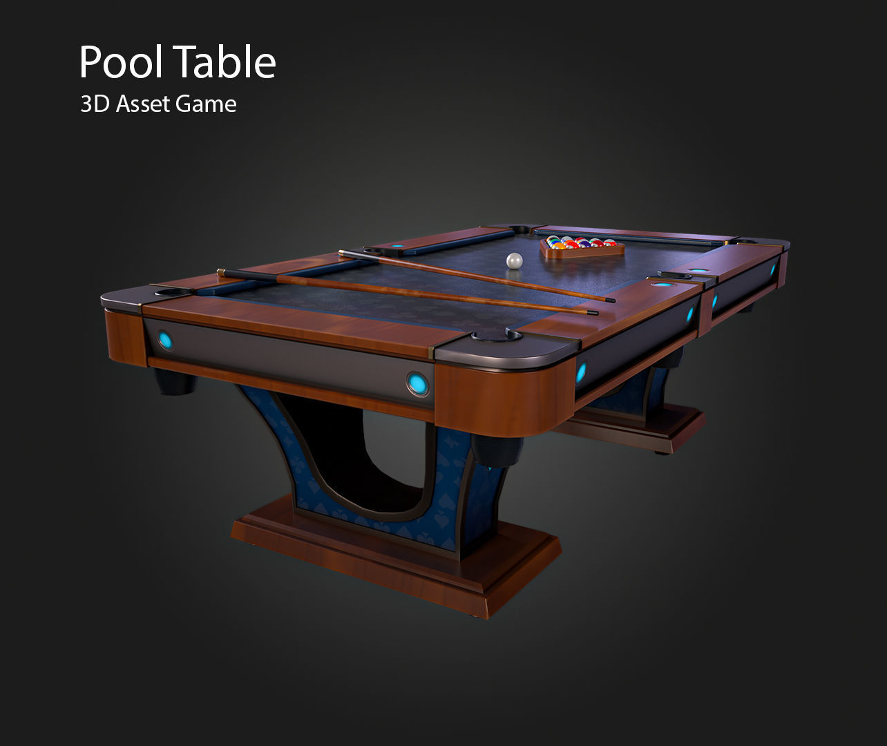 Pool Table Low-poly 3D model_7