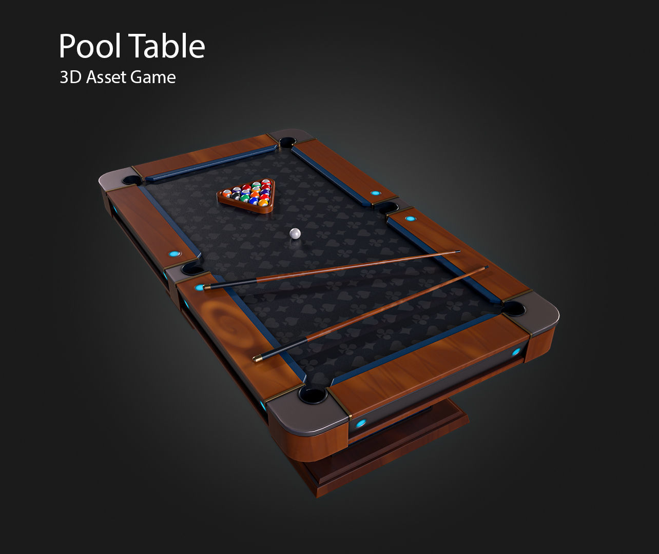 Pool Table Low-poly 3D model_6