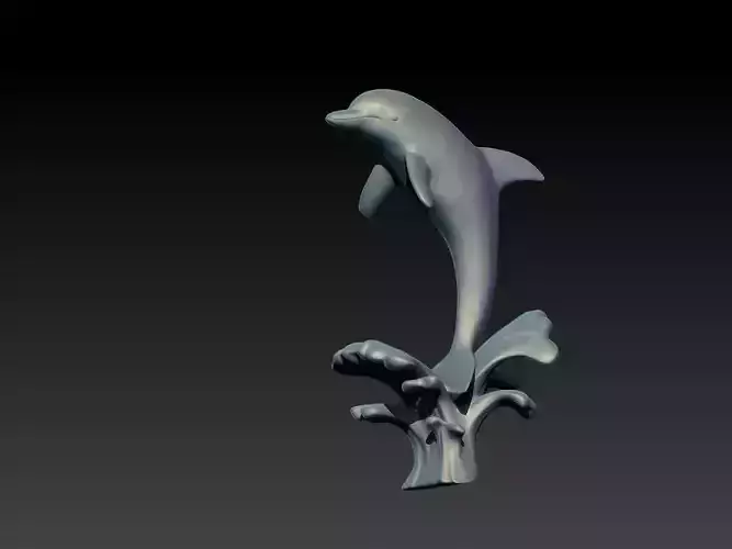 DOLPHIN leaping from water 3D print model 3D print model