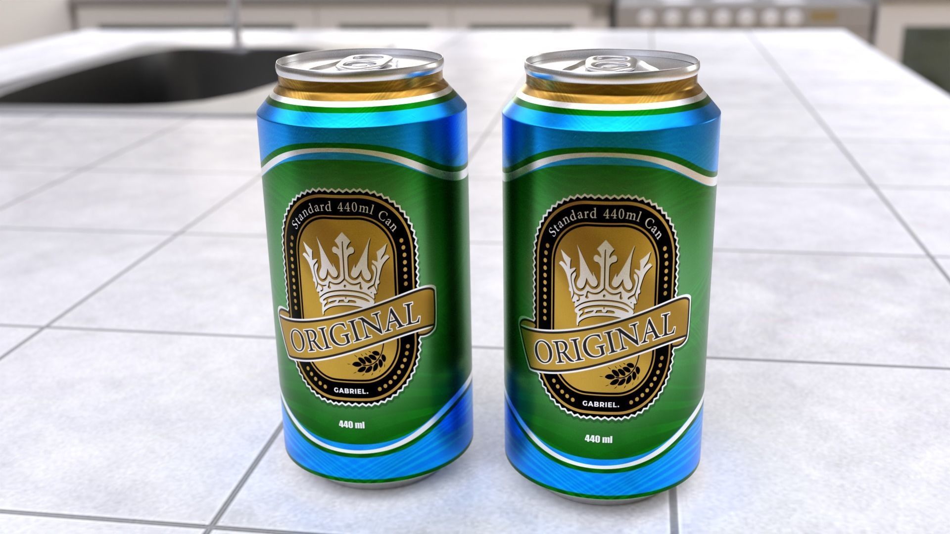 440 ml Standard Beverage Can - Matte and Glossy materials Low-poly 3D model_8