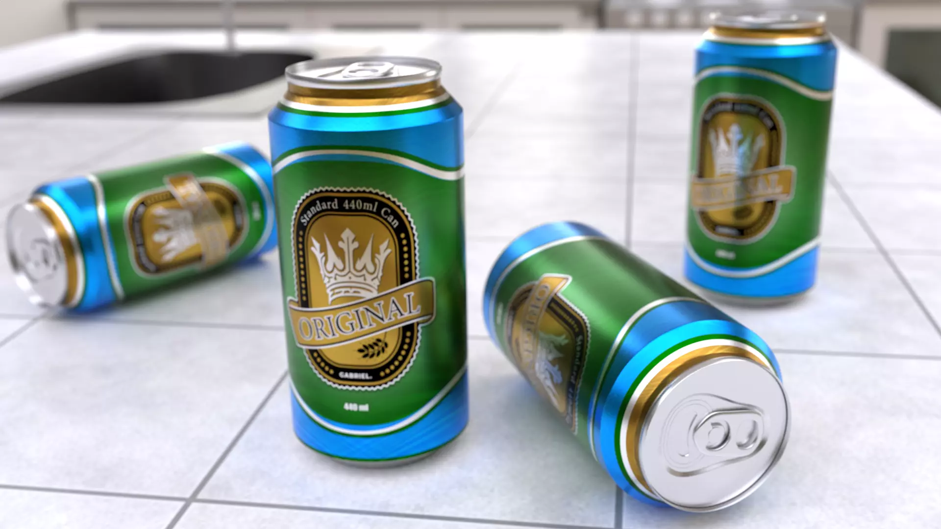 440 ml Standard Beverage Can - Matte and Glossy materials Low-poly 3D model_0