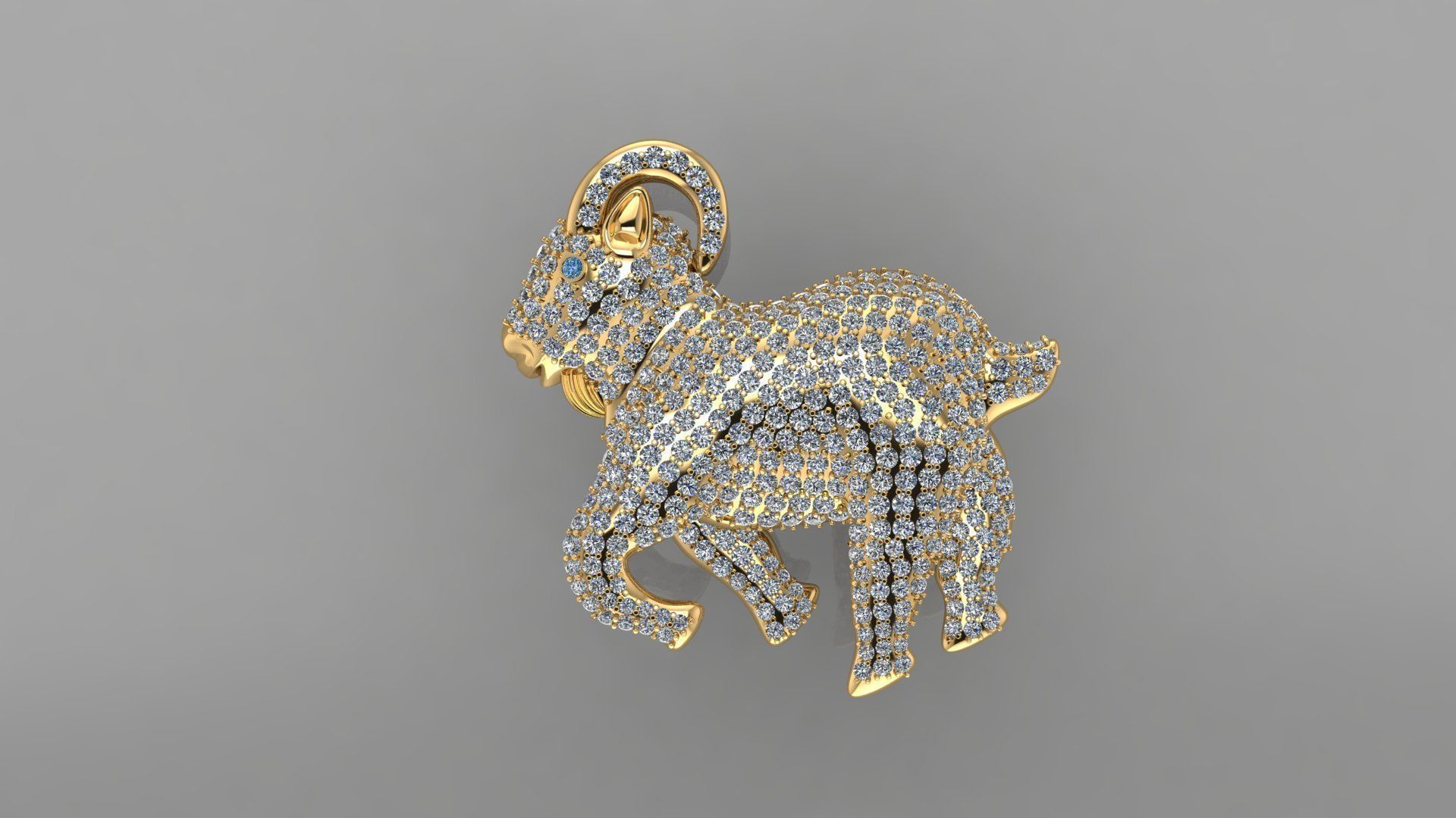 Goat Pendant p12 3D print model_2