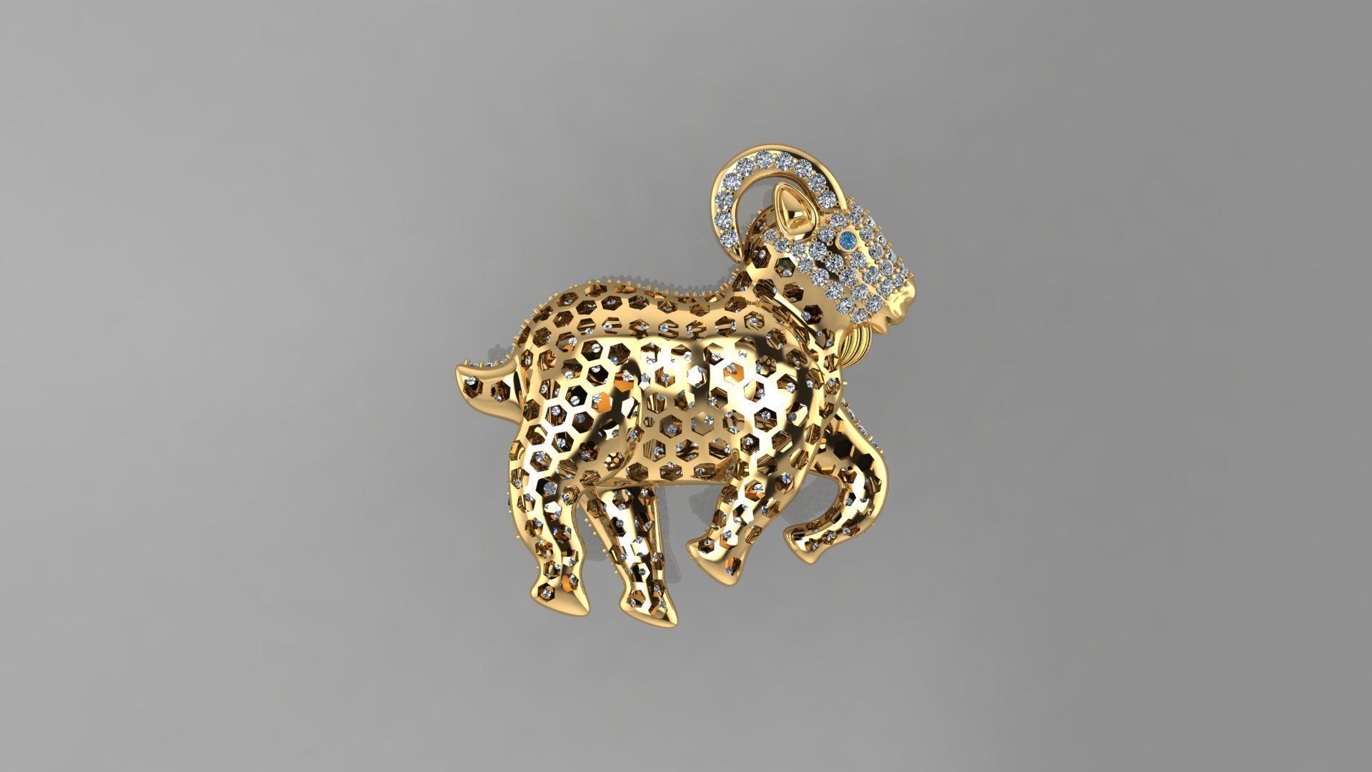 Goat Pendant p12 3D print model_3