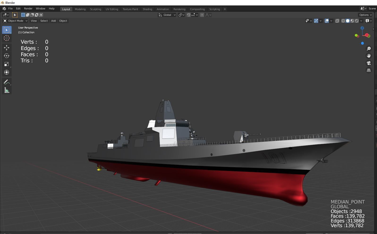 Type 055 destroyers ship 3D model_1