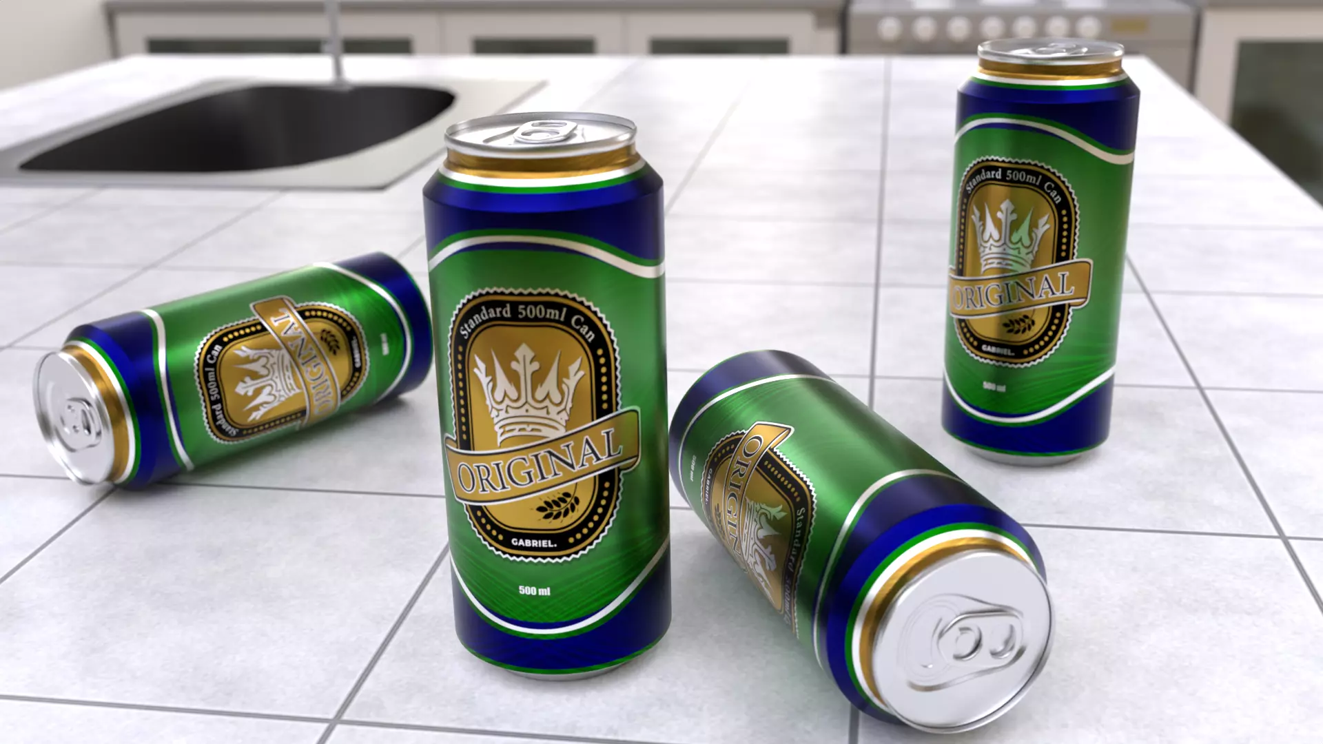 500 ml Standard Beverage Can - Matte and Glossy materials Low-poly 3D model_0