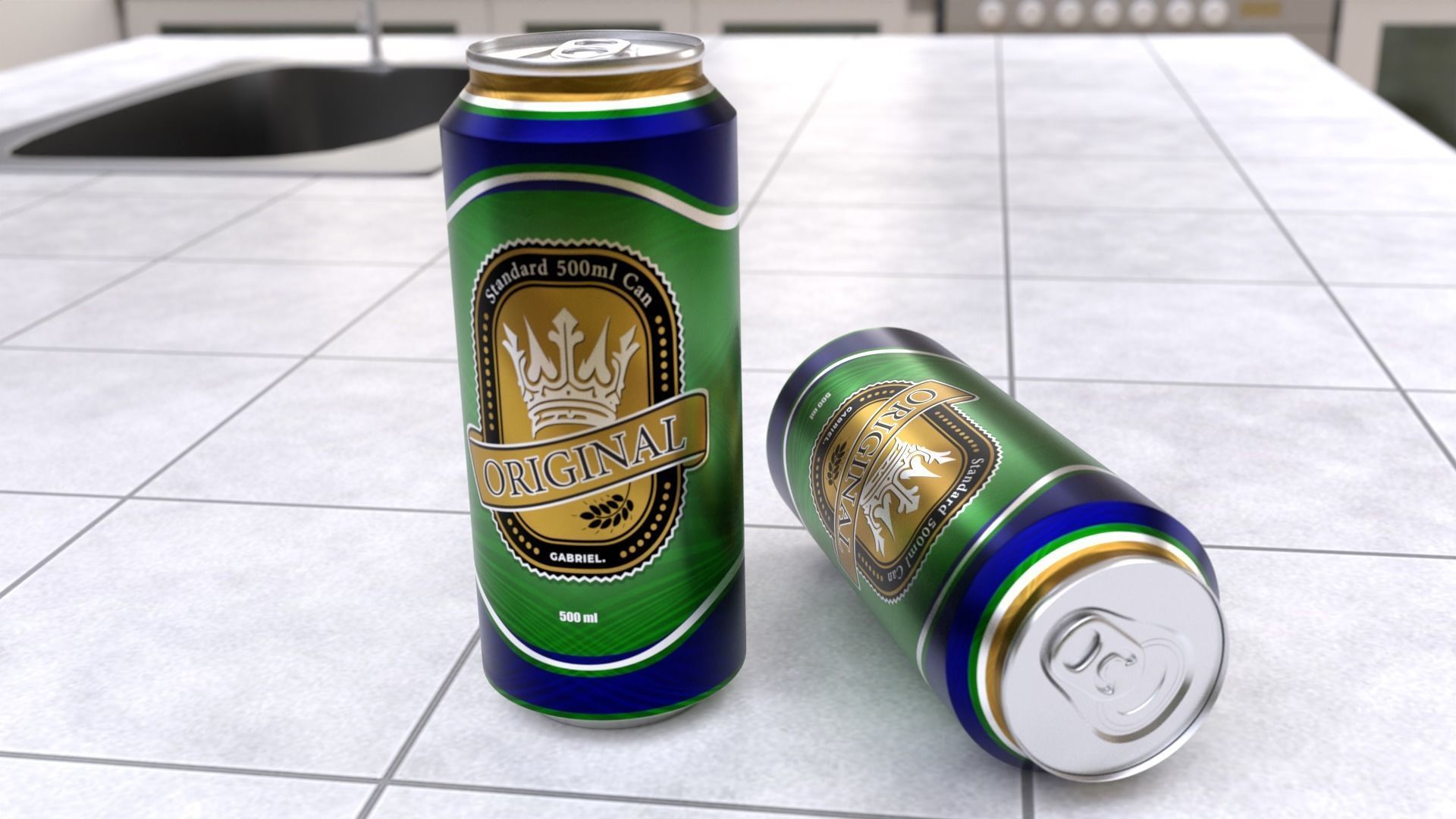 500 ml Standard Beverage Can - Matte and Glossy materials Low-poly 3D model_4