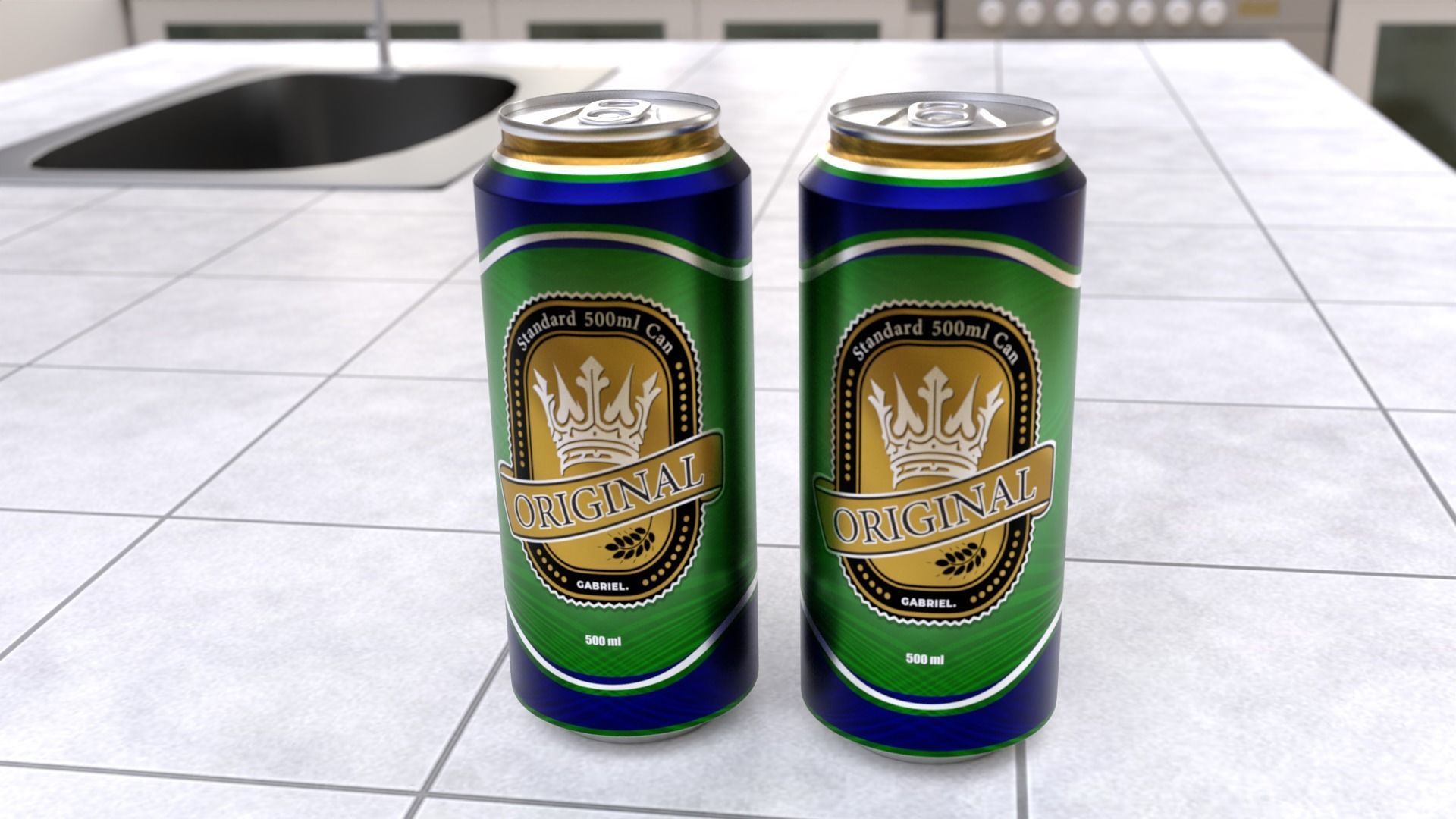 500 ml Standard Beverage Can - Matte and Glossy materials Low-poly 3D model_8