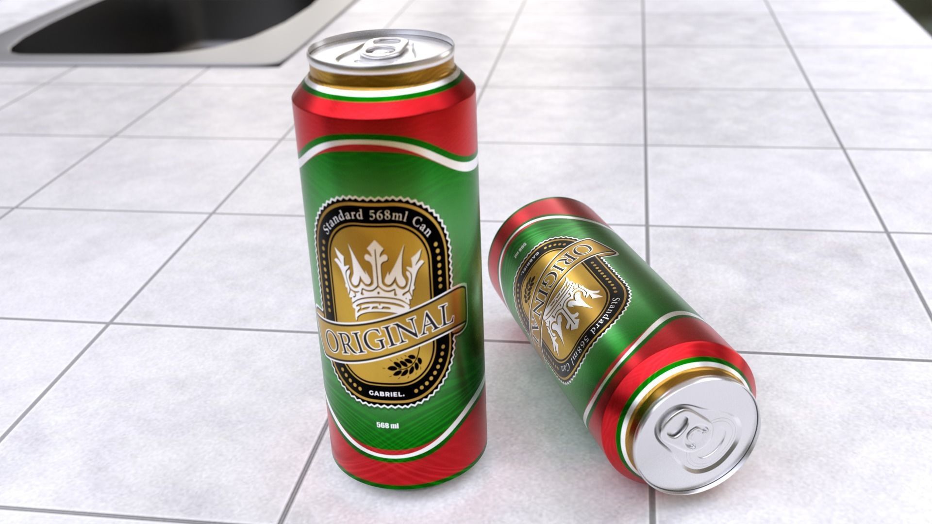 568 ml Standard Beverage Can - Matte and Glossy materials Low-poly 3D model_4