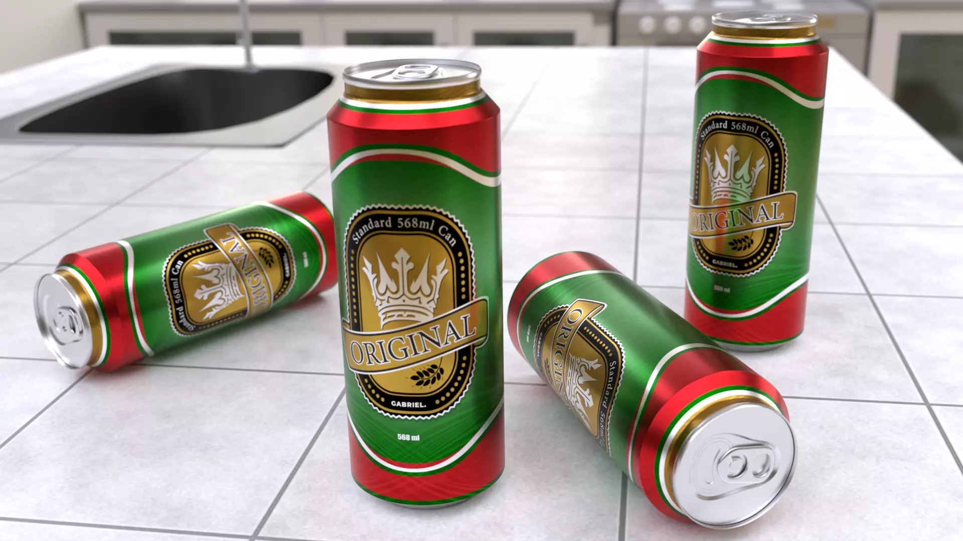 568 ml Standard Beverage Can - Matte and Glossy materials Low-poly 3D model_0