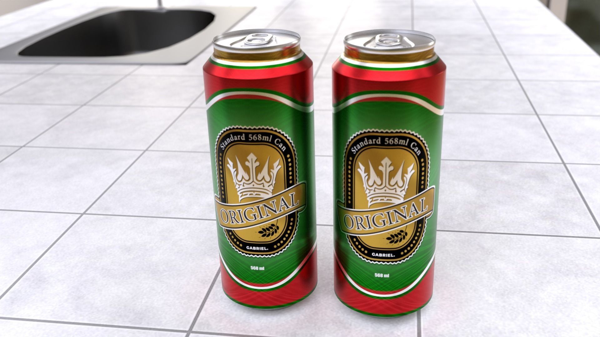 568 ml Standard Beverage Can - Matte and Glossy materials Low-poly 3D model_8
