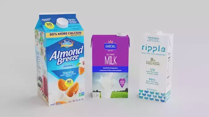Milk Carton Boxes Low-poly 3D model