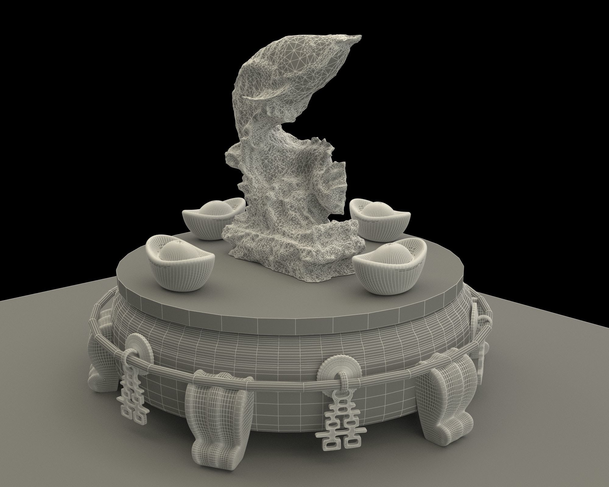 Chinese golden fish statue 3D model_6