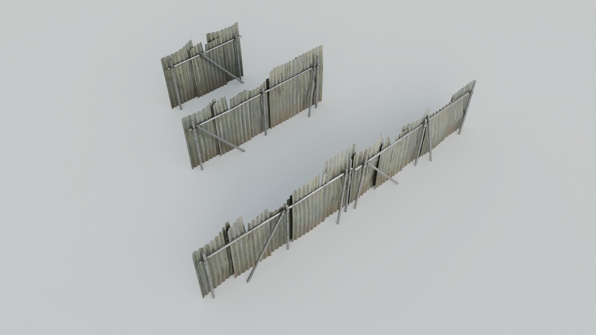 Metal Fence with 4K Textures Low-poly 3D model_1