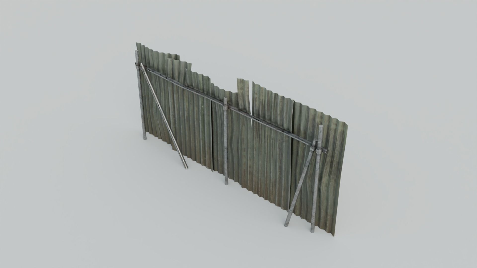 Metal Fence with 4K Textures Low-poly 3D model_7
